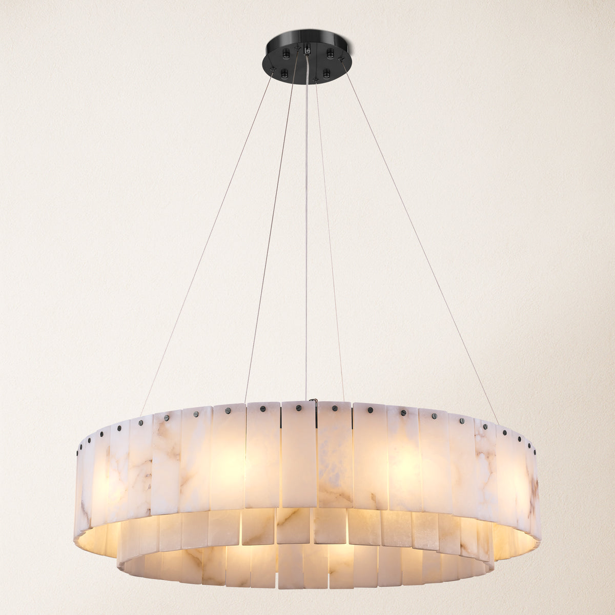 Sawyer Alabaster Round Chandelier 32"