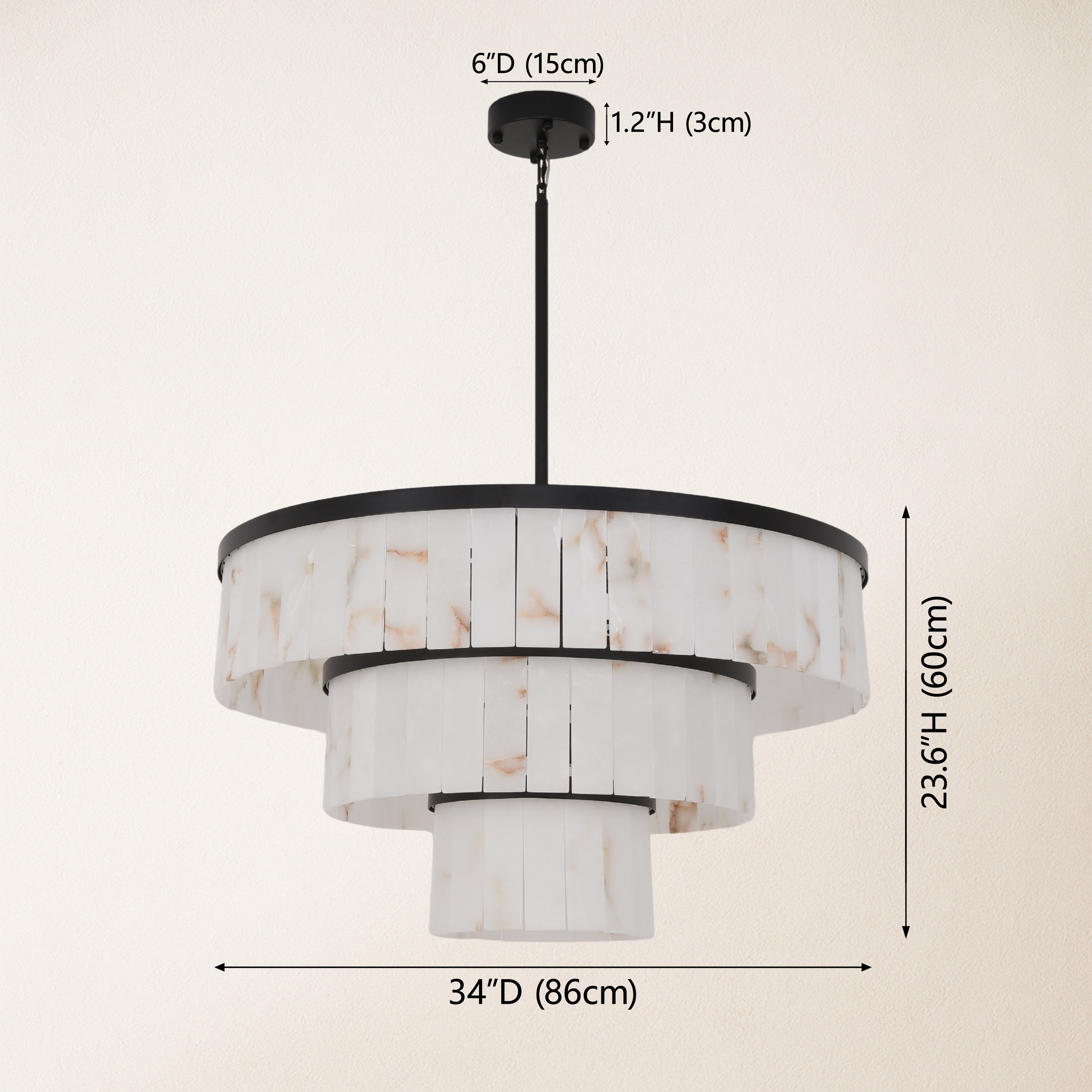 Solmare Alabaster Round Chandelier 34"