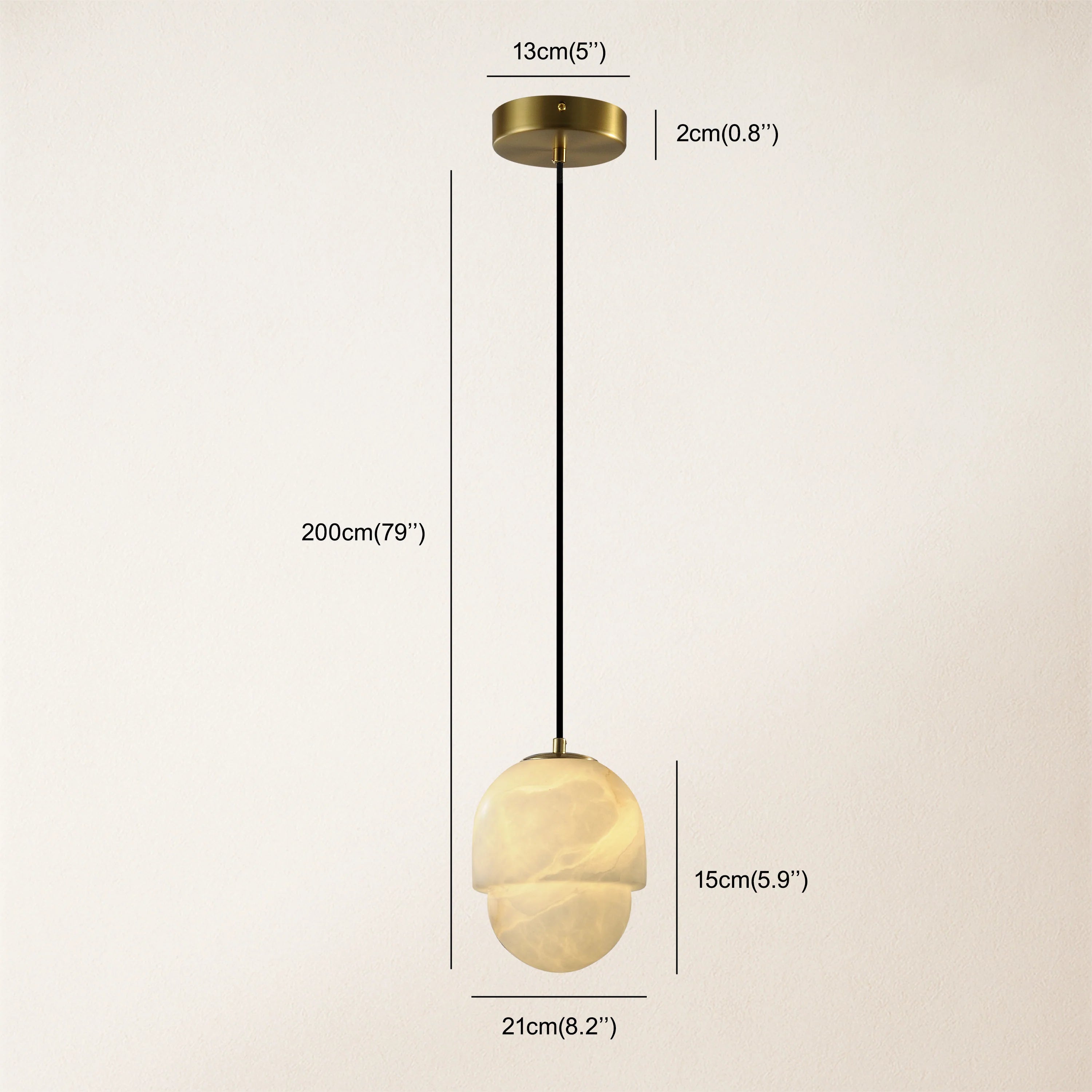 Hecate Alabaster Modern Pendant 15cm