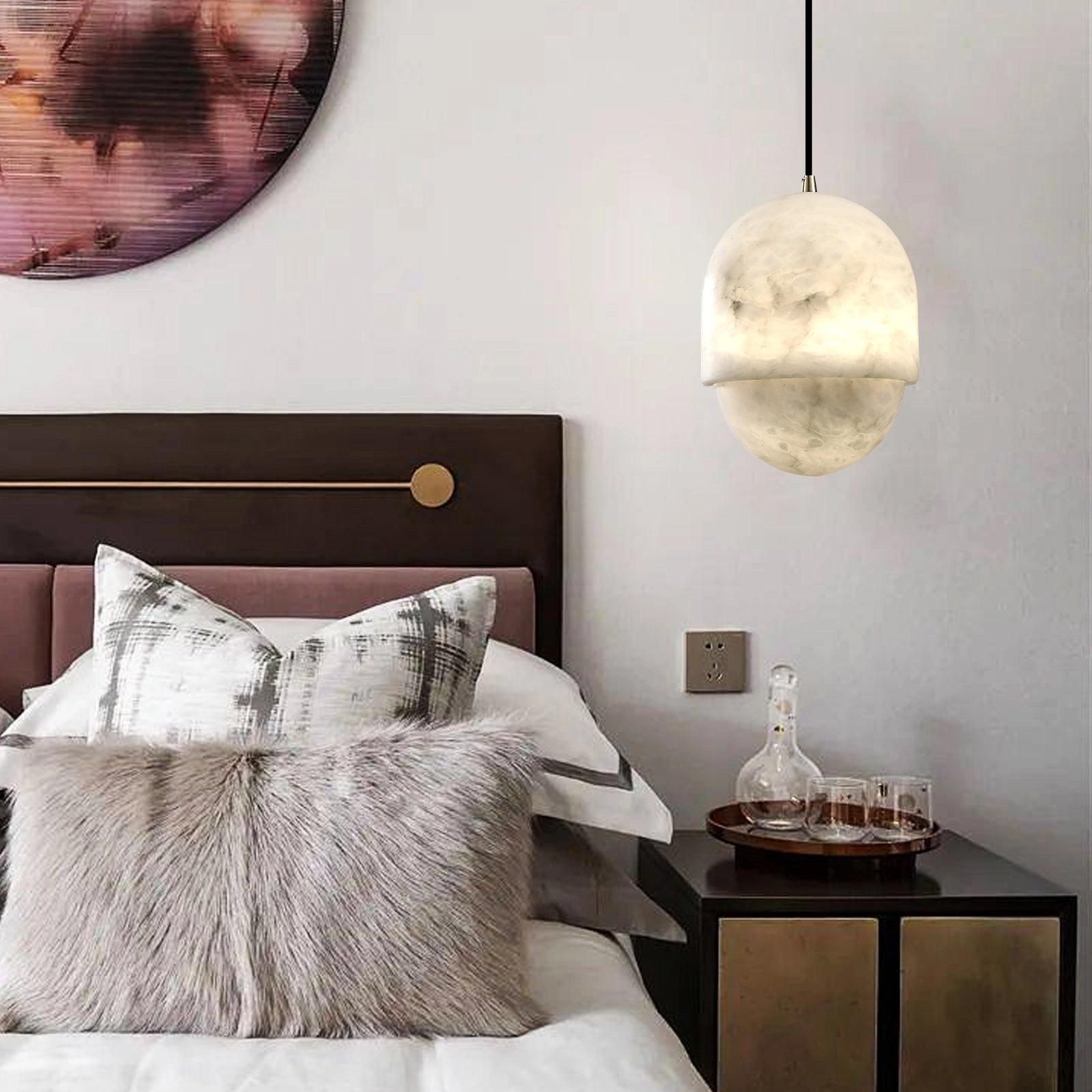 Hecate Alabaster Modern Pendant 15cm