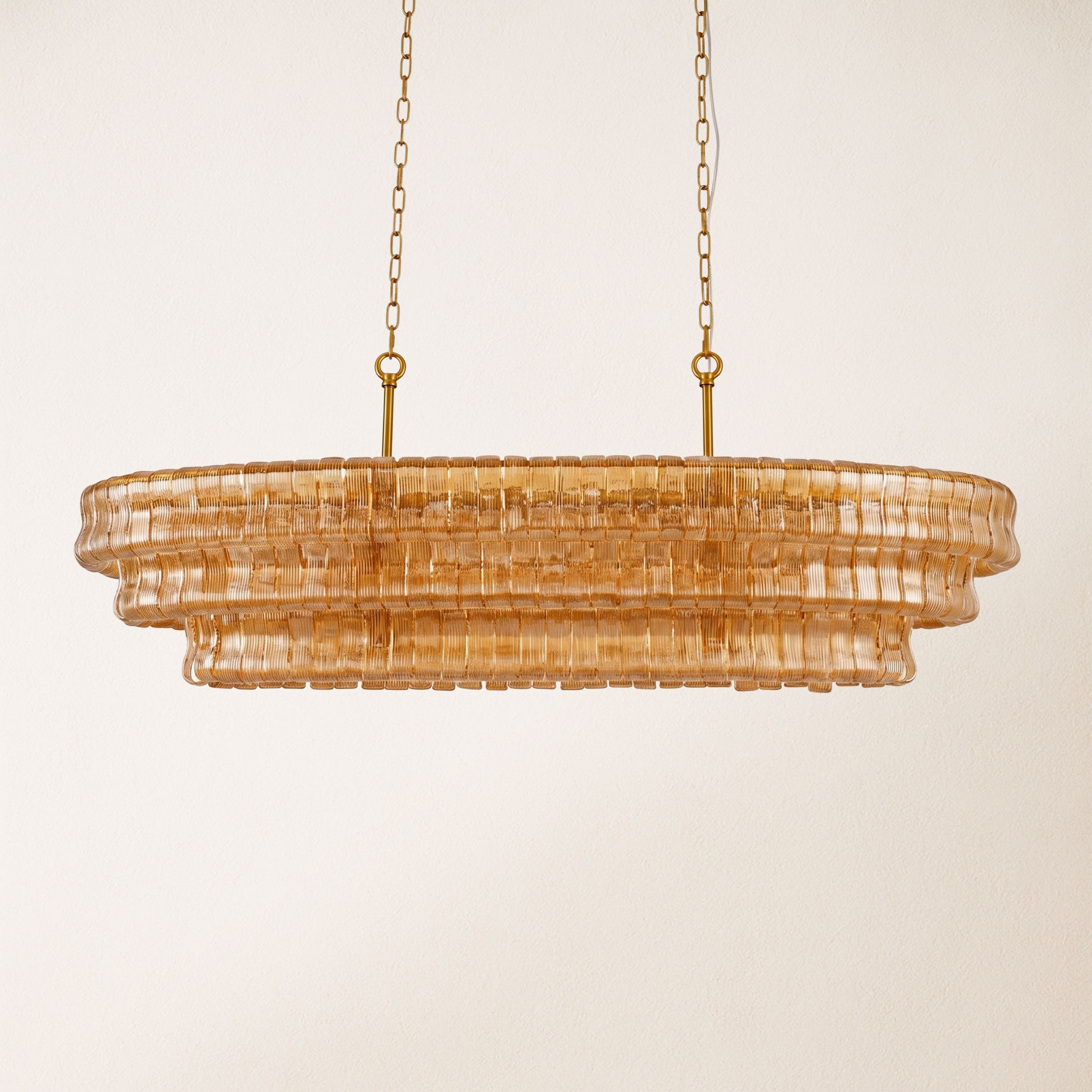 Ondalia Tiered Glass Oval Chandelier 54"W