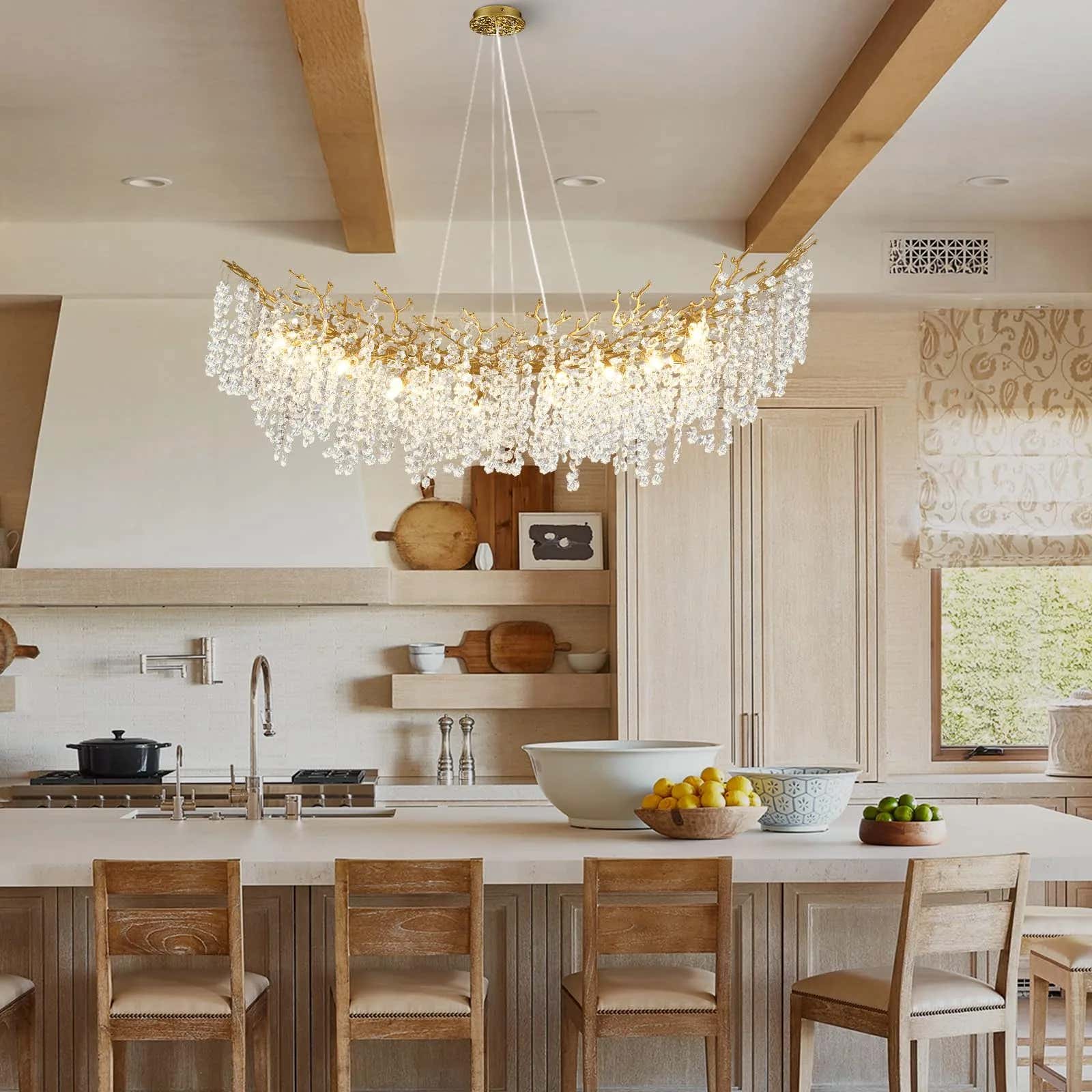 Lustre Branches Crystal Rectangular Chandelier 140cm W