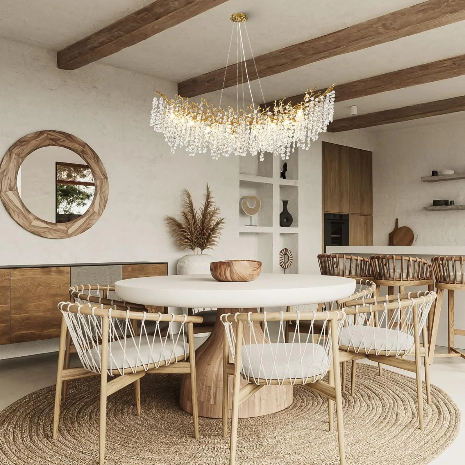 Lustre Branches Crystal Rectangular Chandelier 140cm W