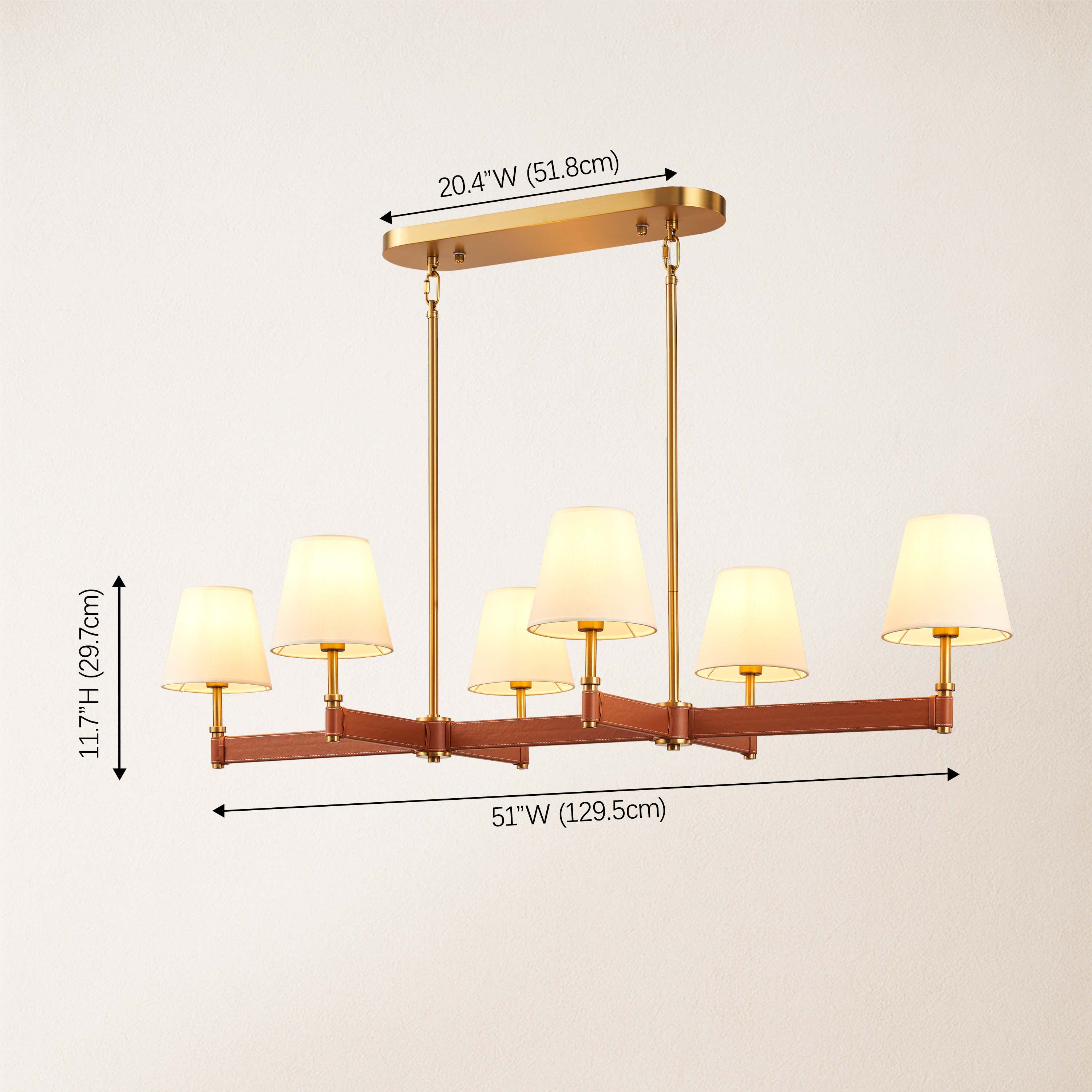 Corvella Leather Linear Chandelier 51"W