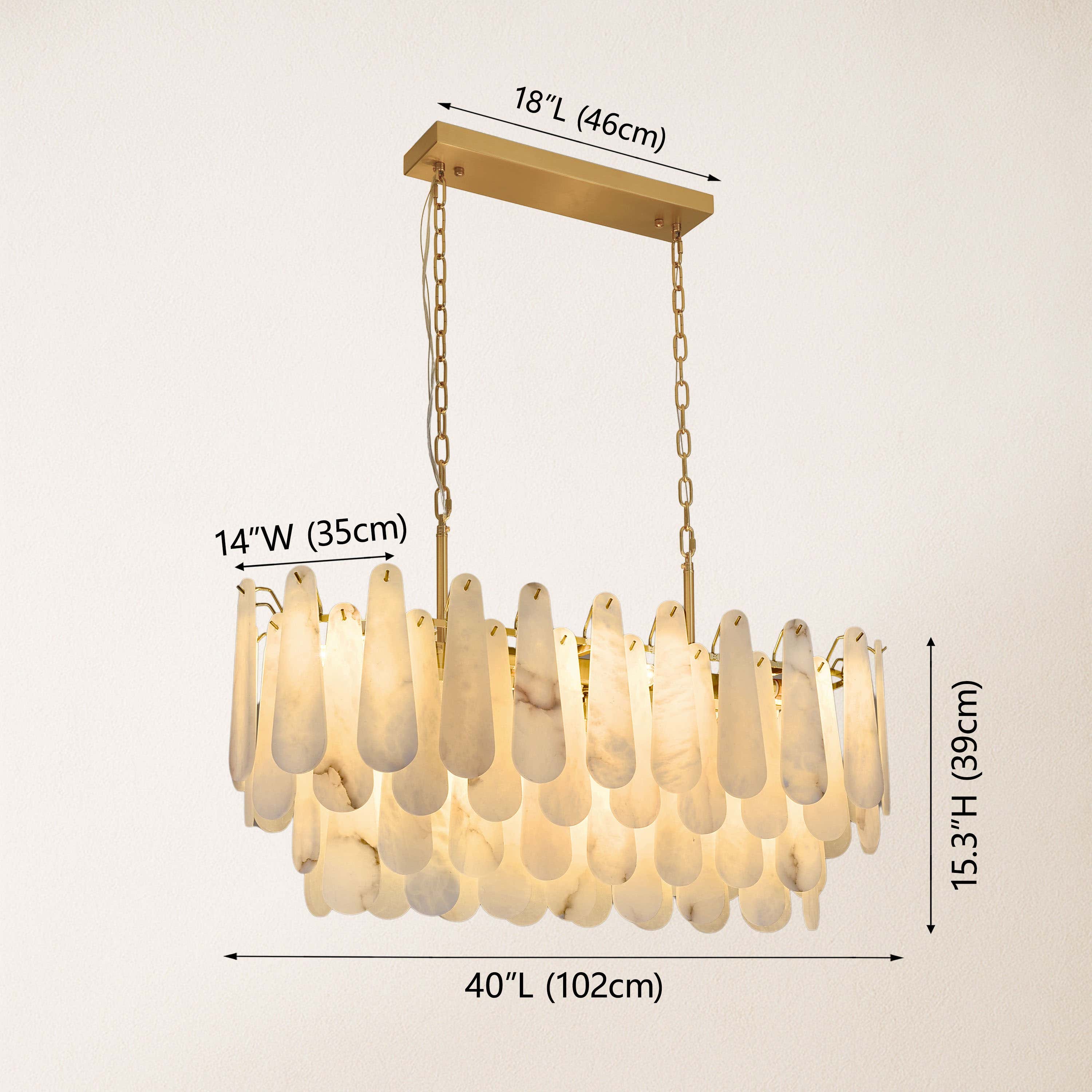 Caldera Alabaster Rectangular Chandelier 100cm