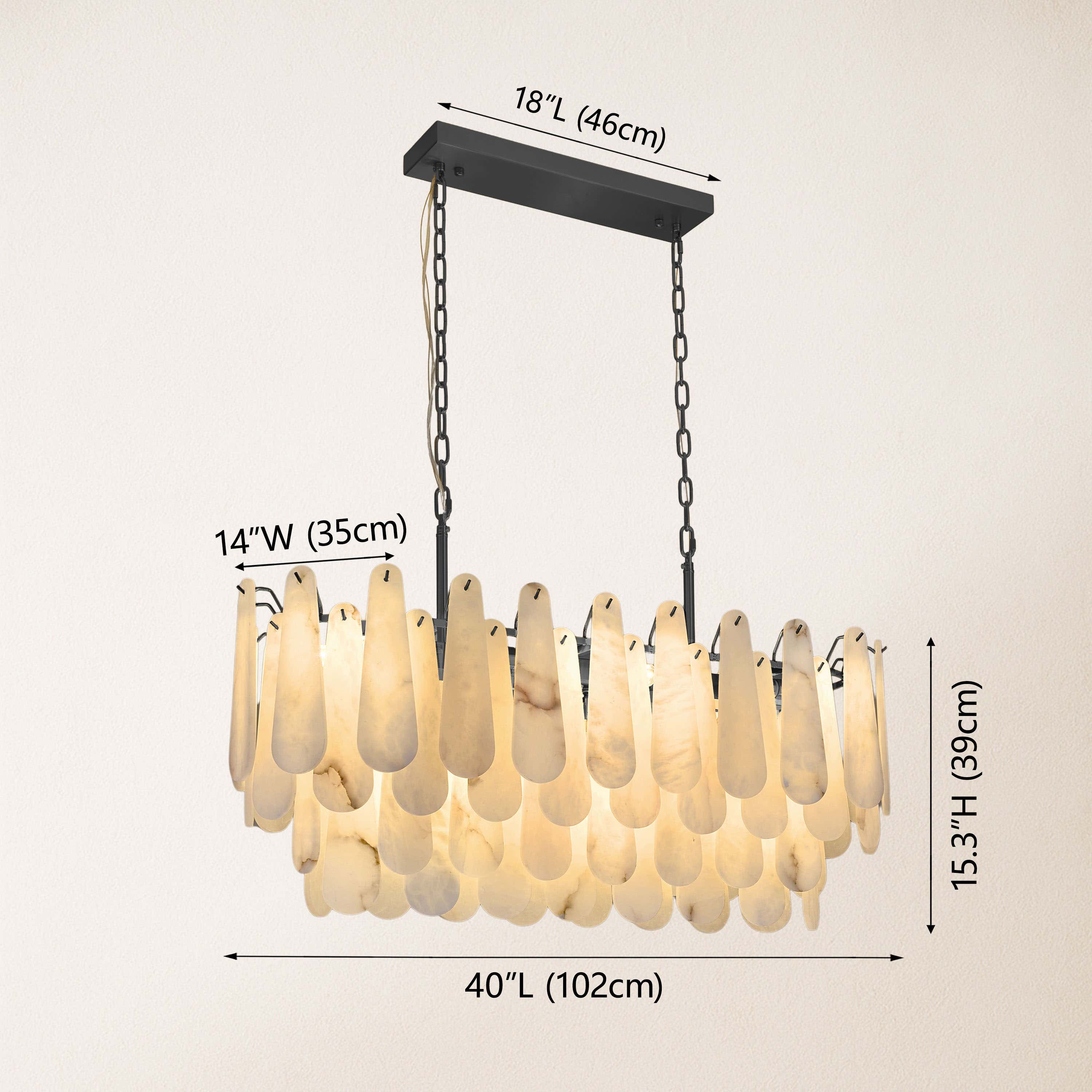 Caldera Alabaster Rectangular Chandelier 100cm
