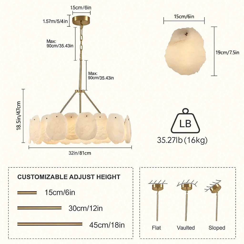 Moira Alabaster Round Chandelier 80cm D