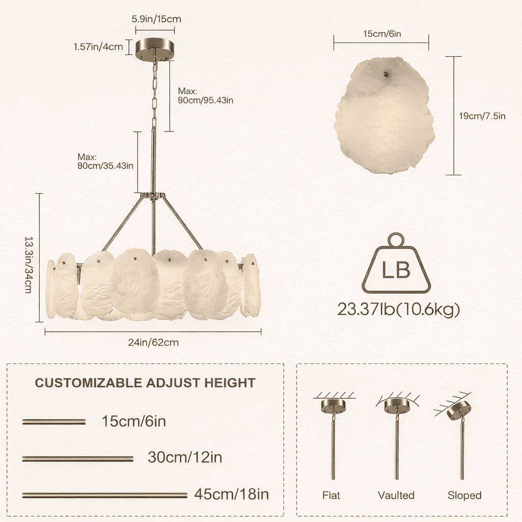 Moira Alabaster Round Chandelier 61cm D