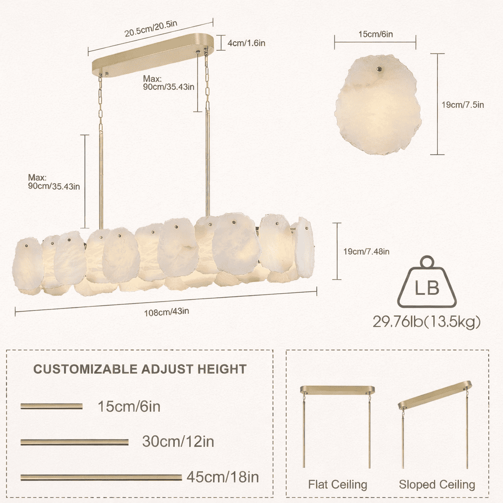 Moira Alabaster Oval Chandelier 109cm W