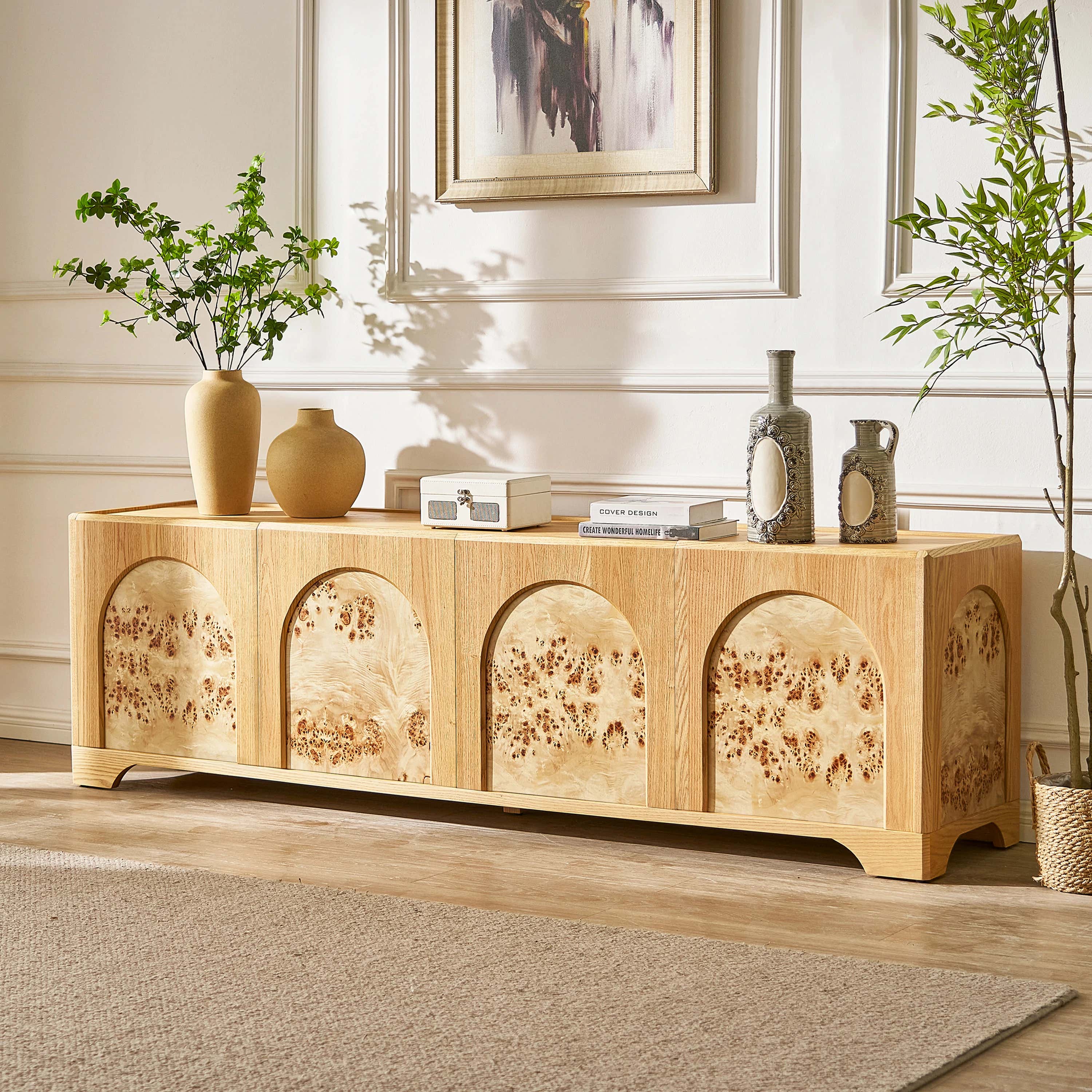 Aurora Oak Media Console 80"