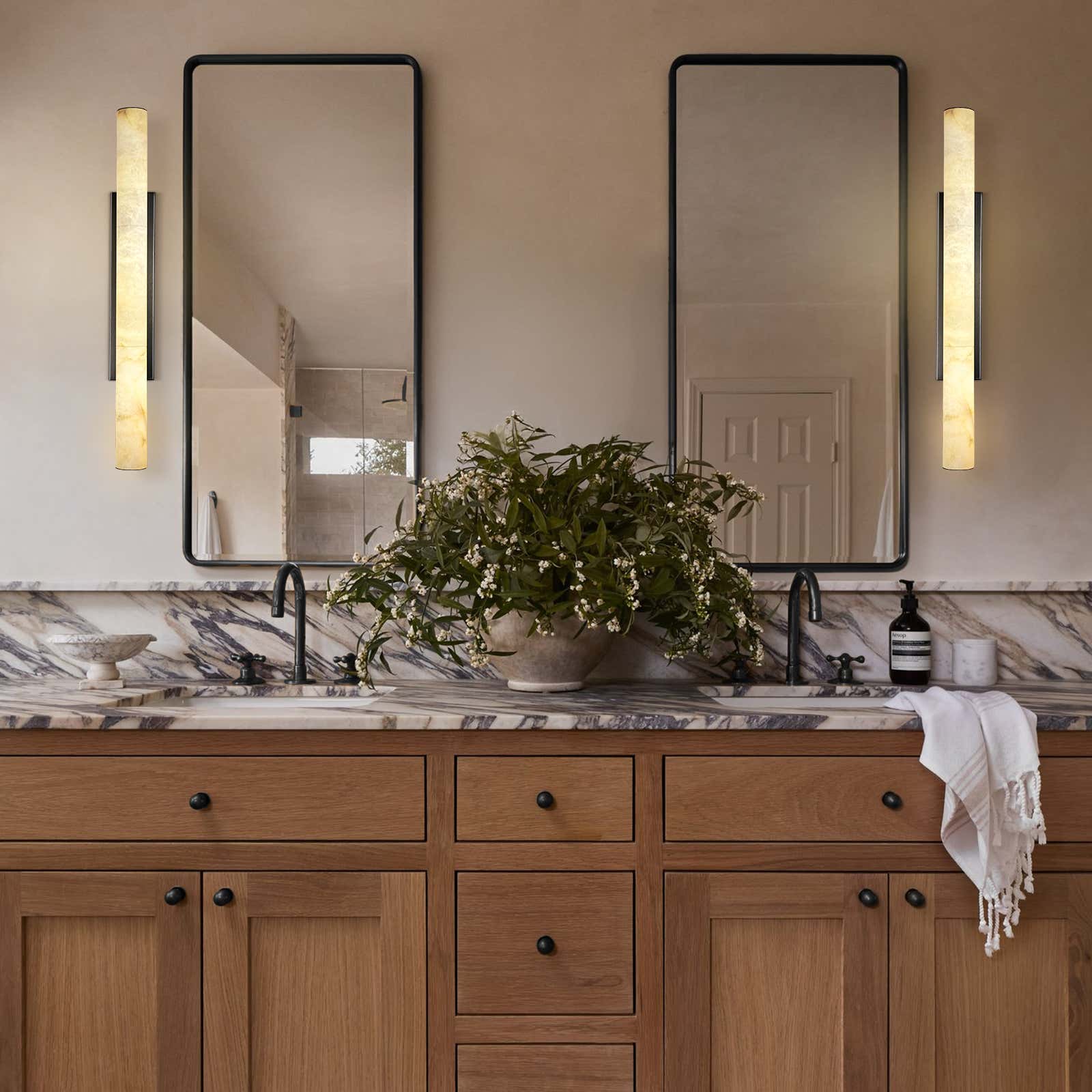 Sylvia Palladian Alabaster Wall Sconce 91cm H