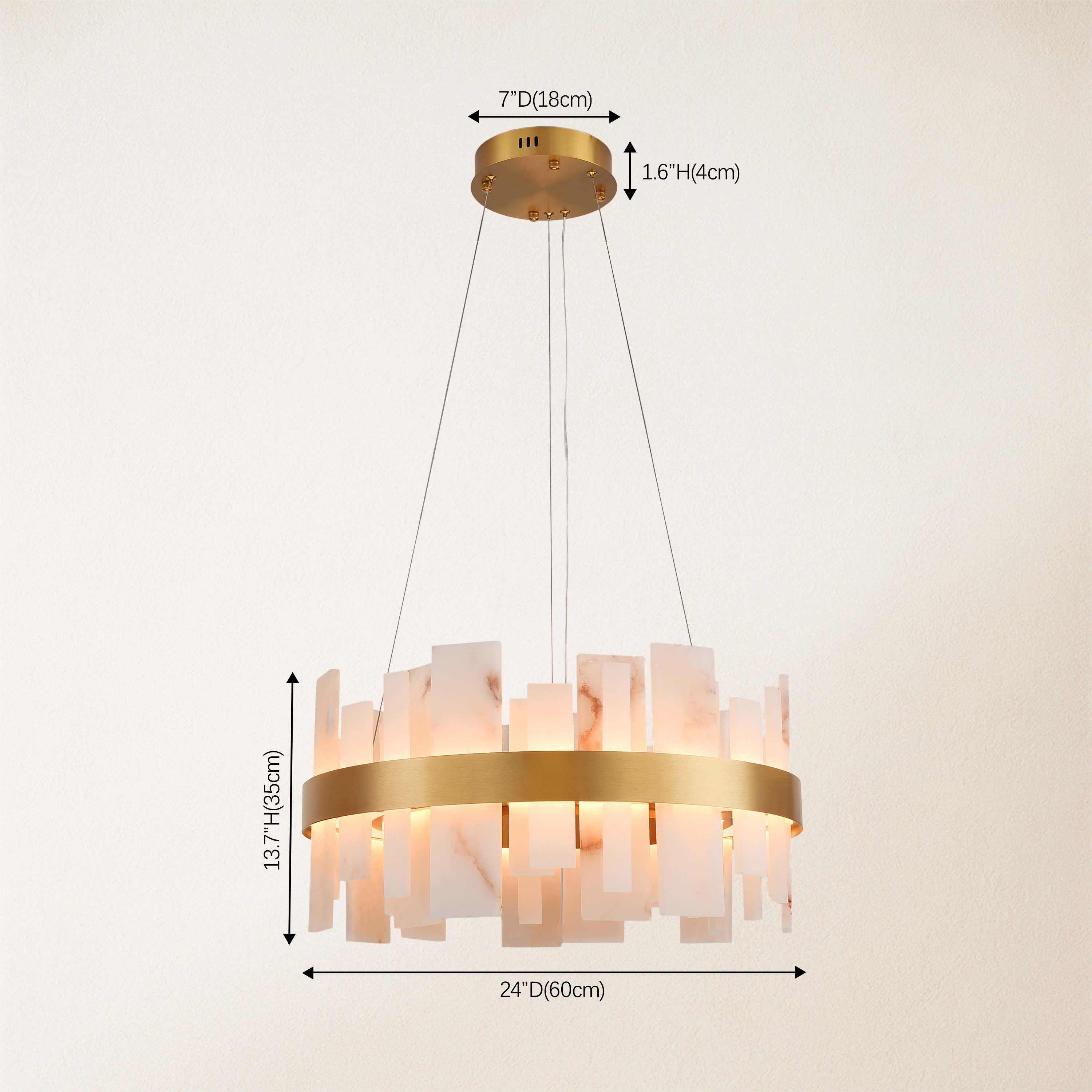 Nocturne Alabaster Round Chandelier 24"
