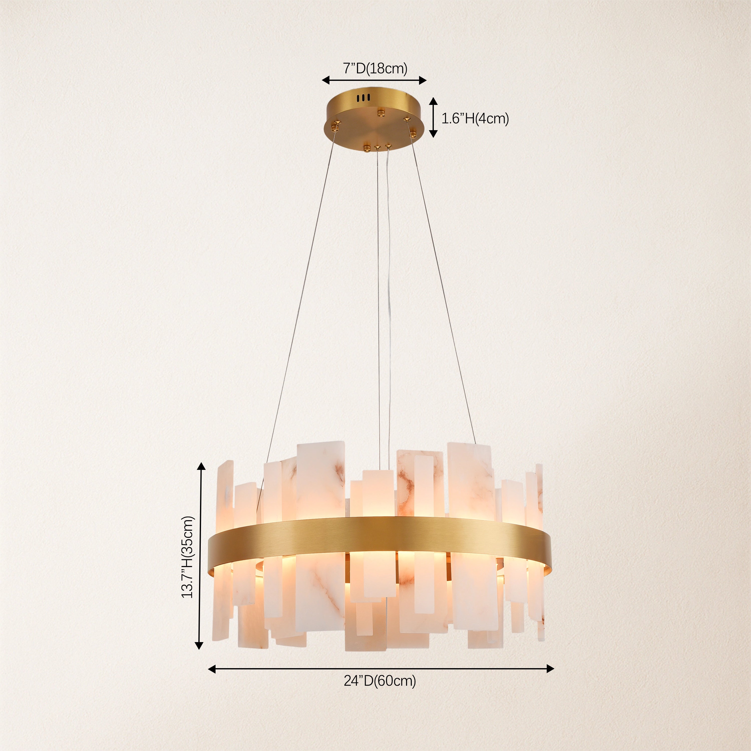Nocturne Alabaster Round Chandelier 24"