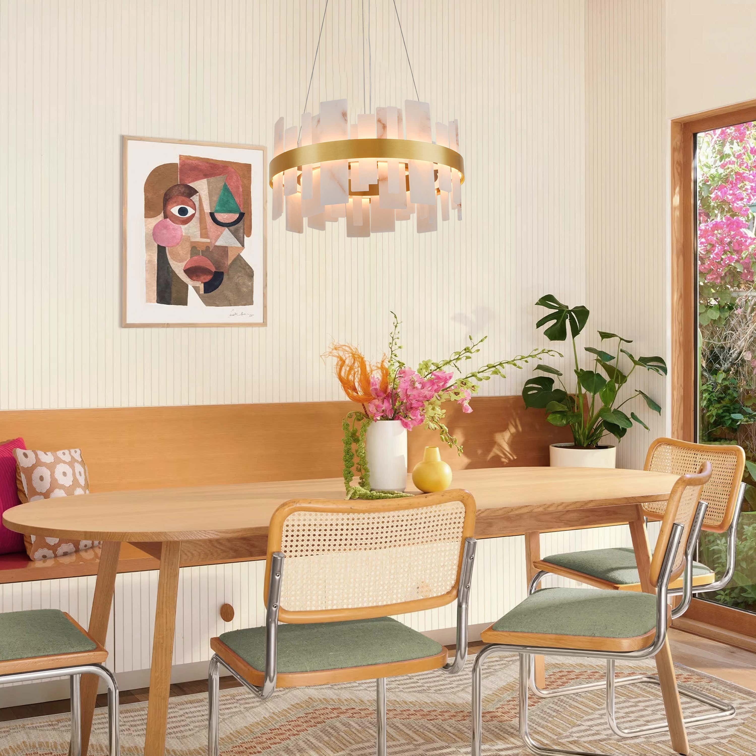 Nocturne Alabaster Round Chandelier 24"