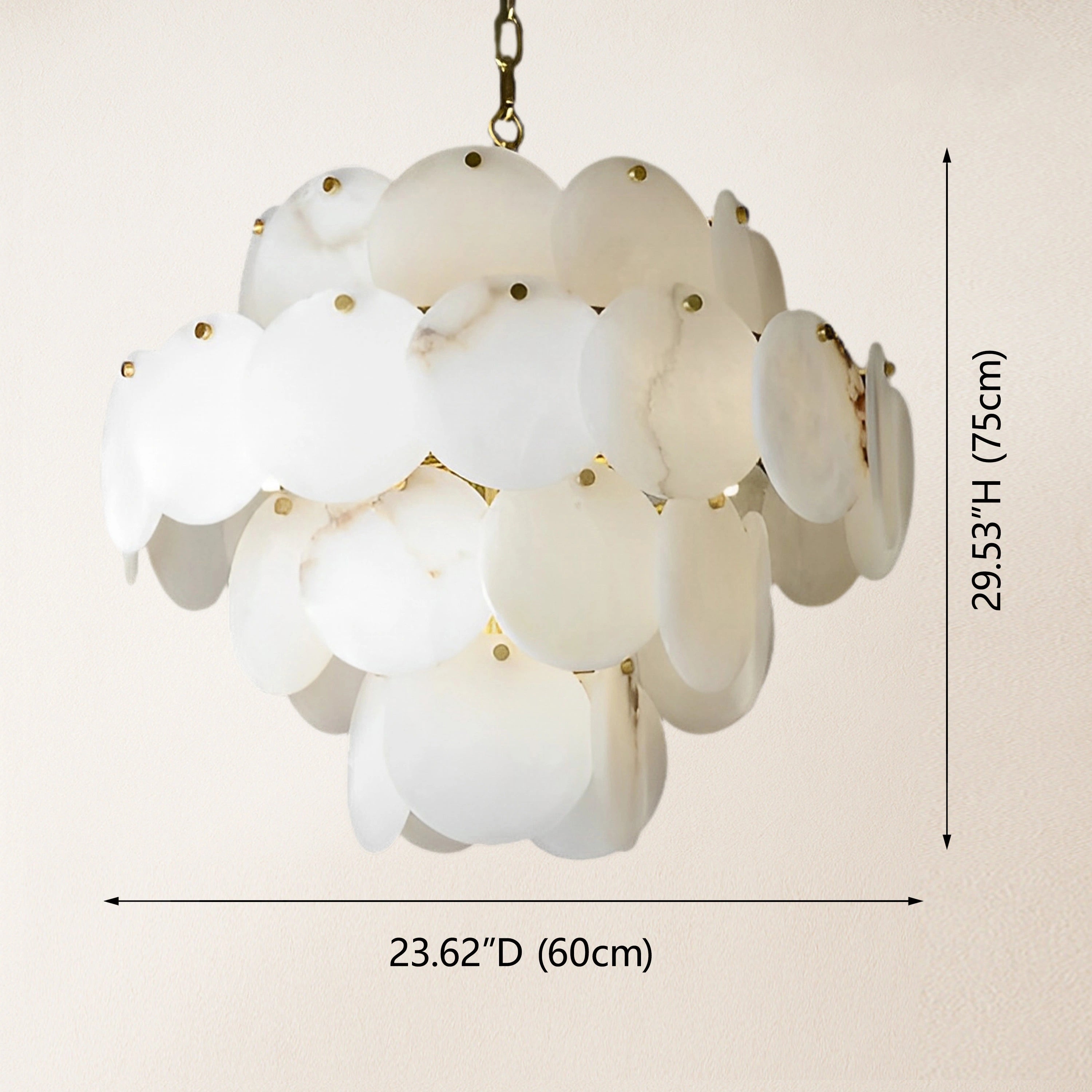 Egwent Alabaster Dish Magnolia Multi-Tiered Round Chandelier 75cm H