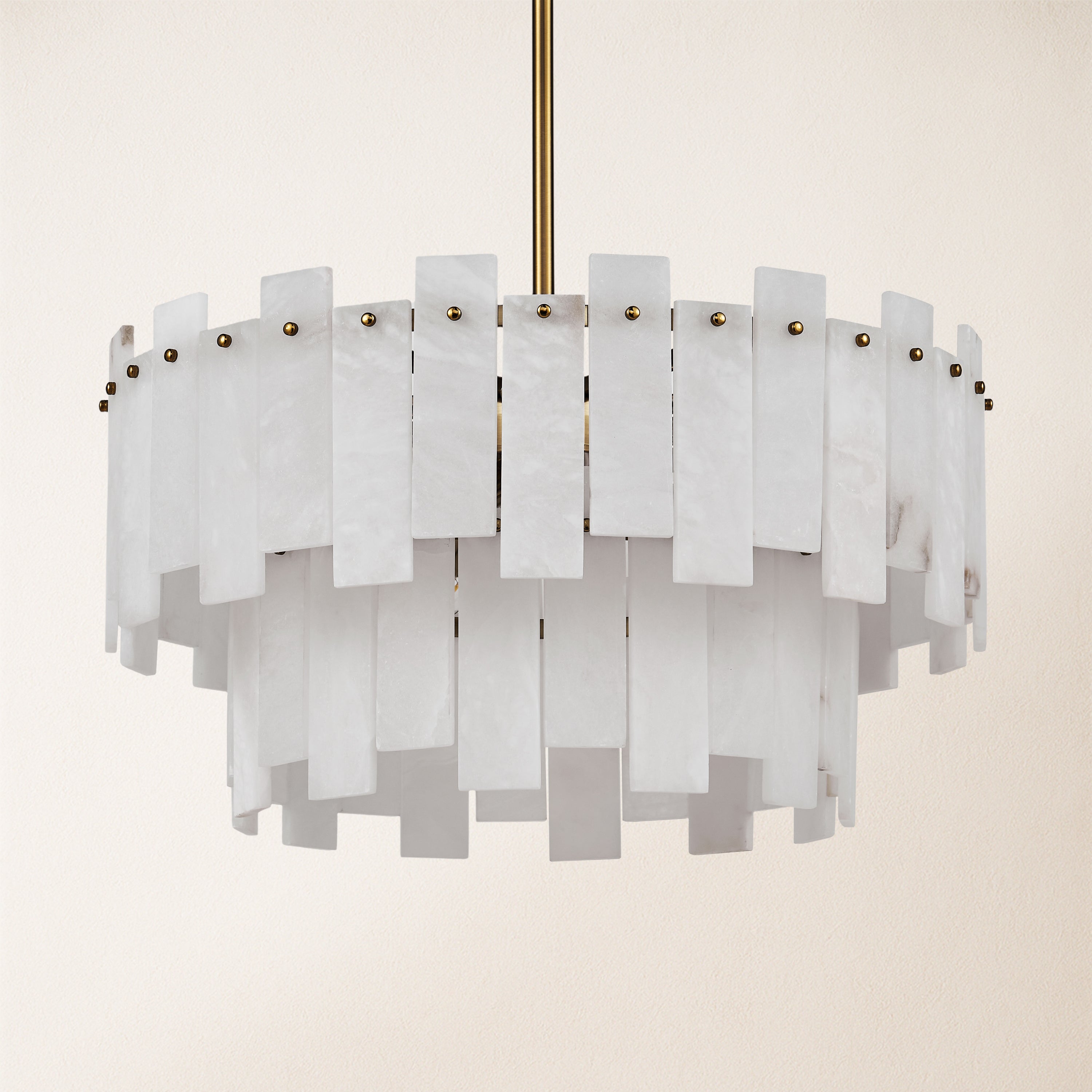 Nivislight Alabaster 2-Tier Round Chandelier 60cm D