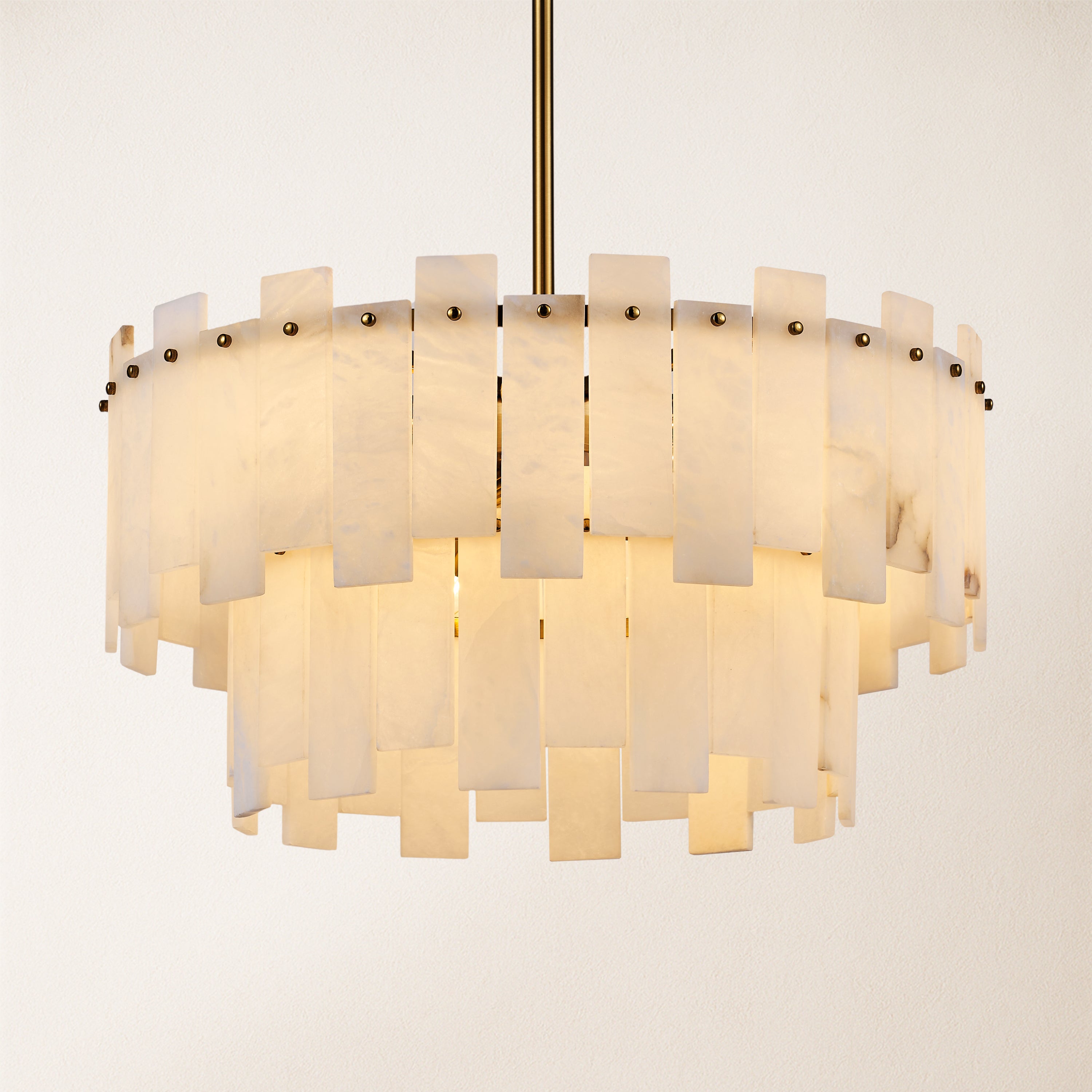 Nivislight Alabaster 2-Tier Round Chandelier 60cm D