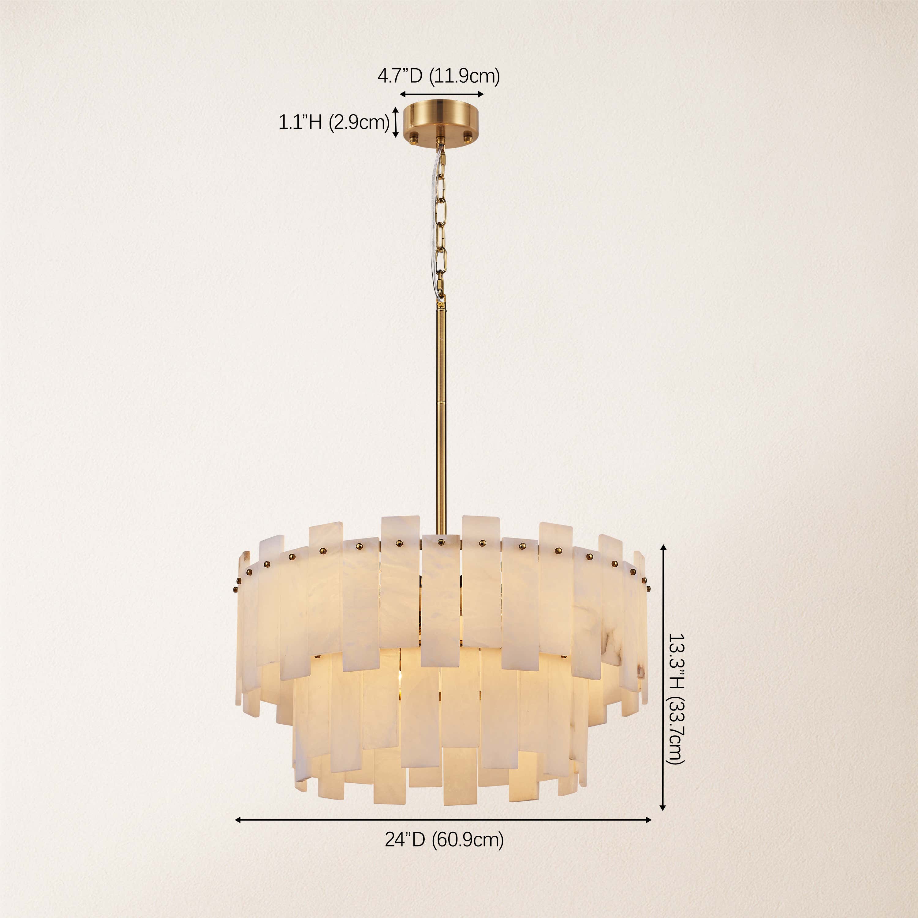 Nivislight Alabaster 2-Tier Round Chandelier 60cm D