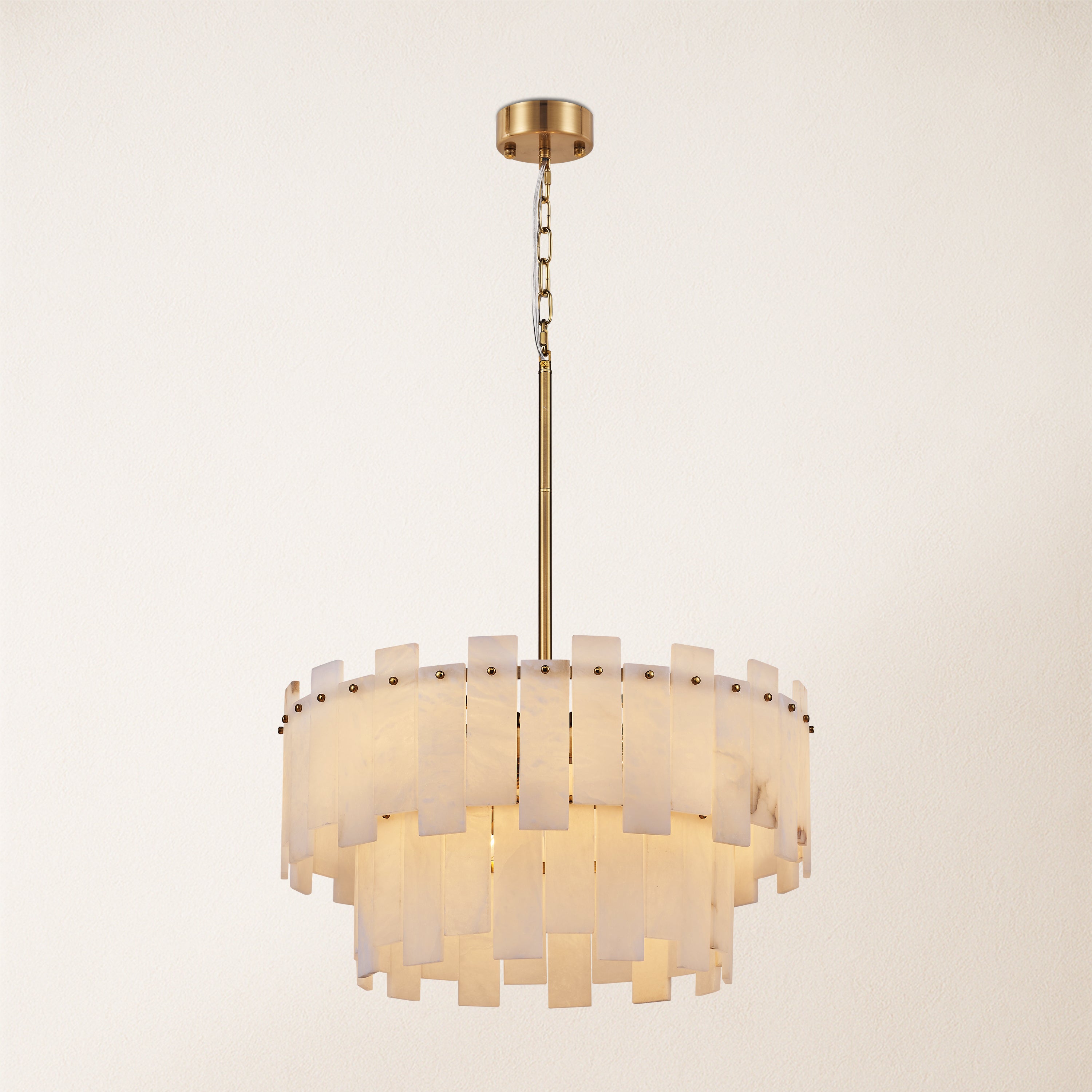 Nivislight Alabaster 2-Tier Round Chandelier 60cm D
