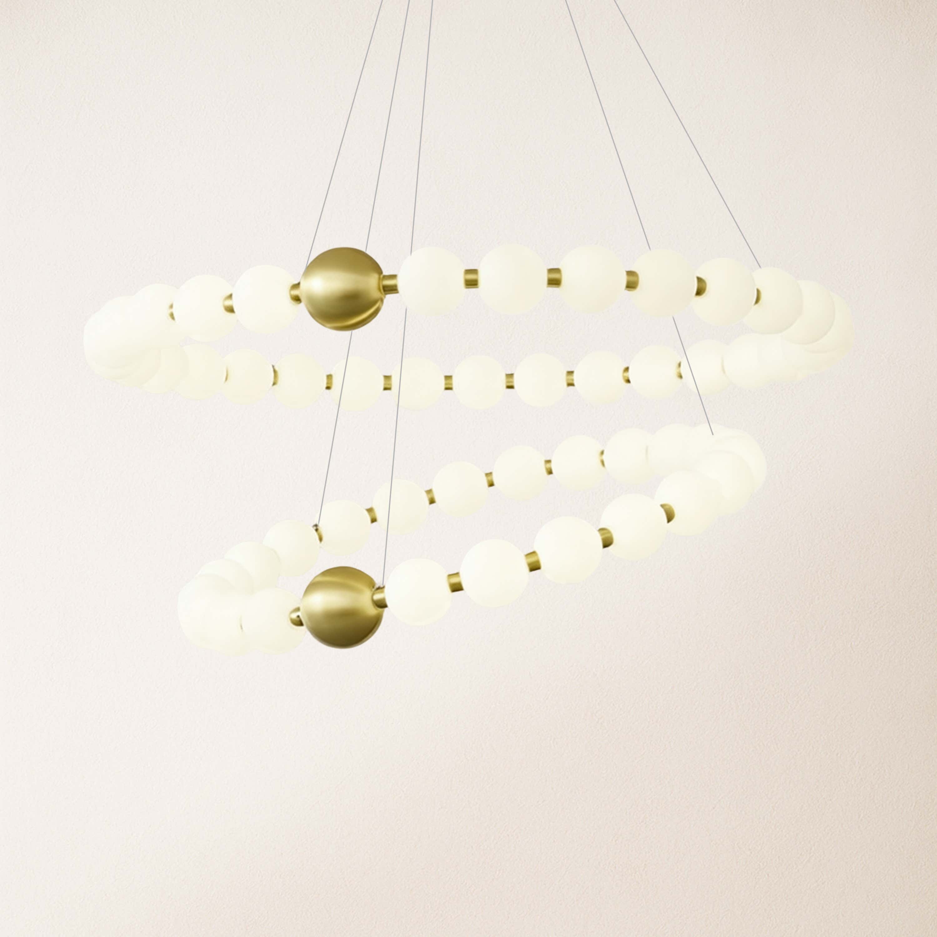 Velora Pearl Bead 2 Tiered Round Chandelier 82 cm D