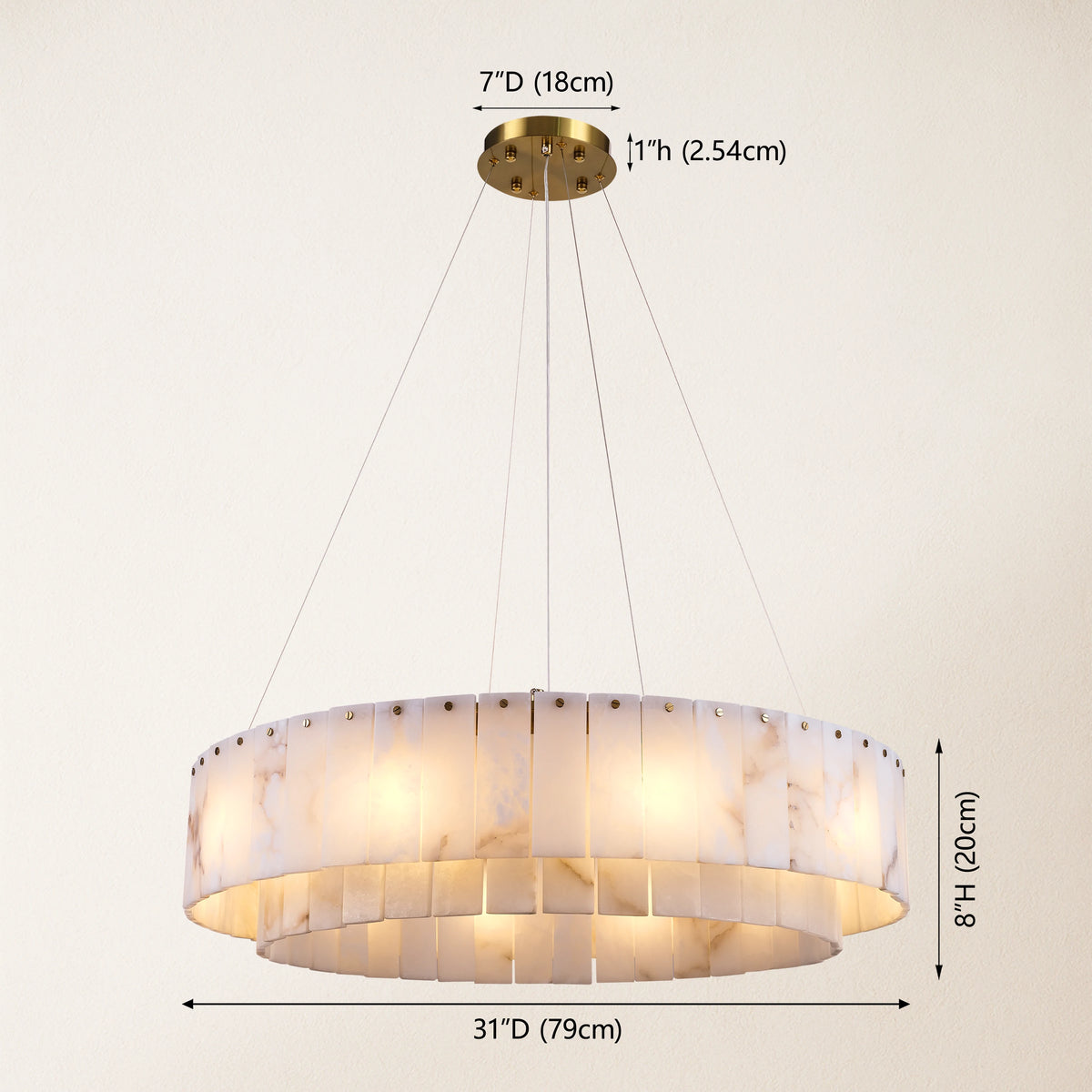 Sawyer Alabaster Round Chandelier 32"