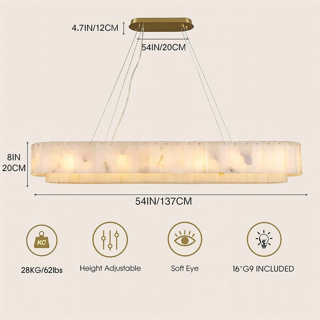 Sawyer Alabaster Oval Chandelier 54"
