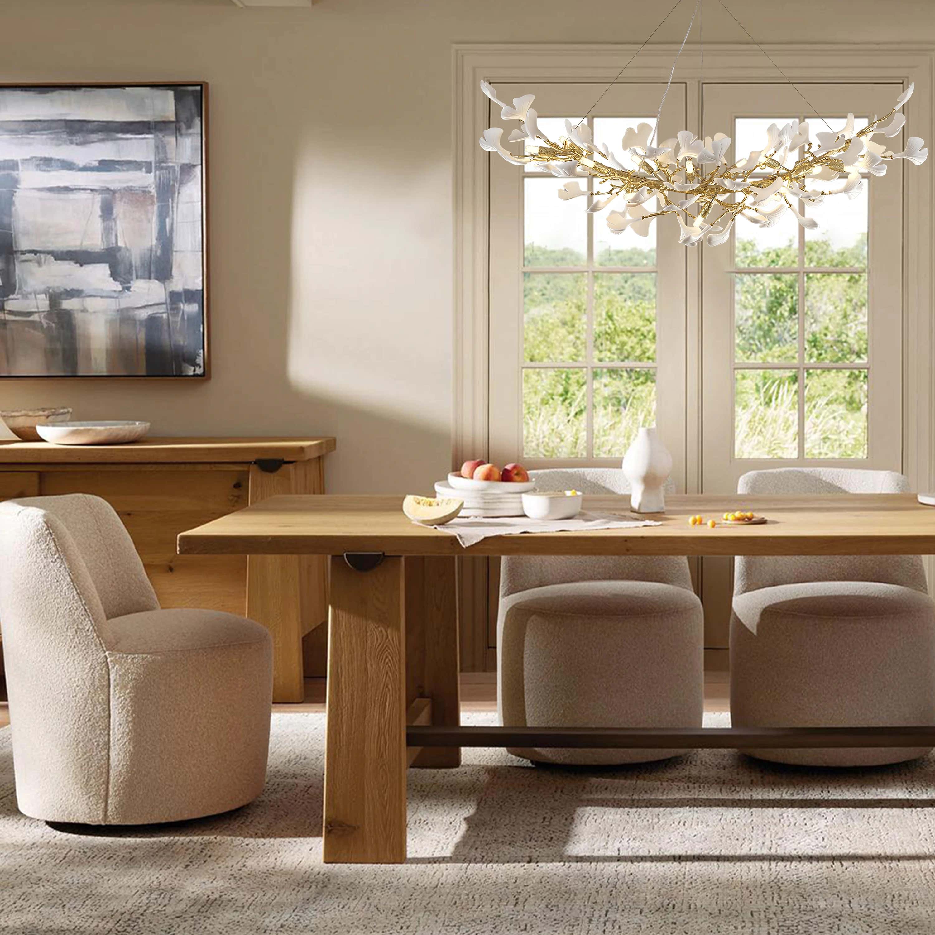 Twilight Branches Ceramic Glow Rectangular Chandelier 140cm L