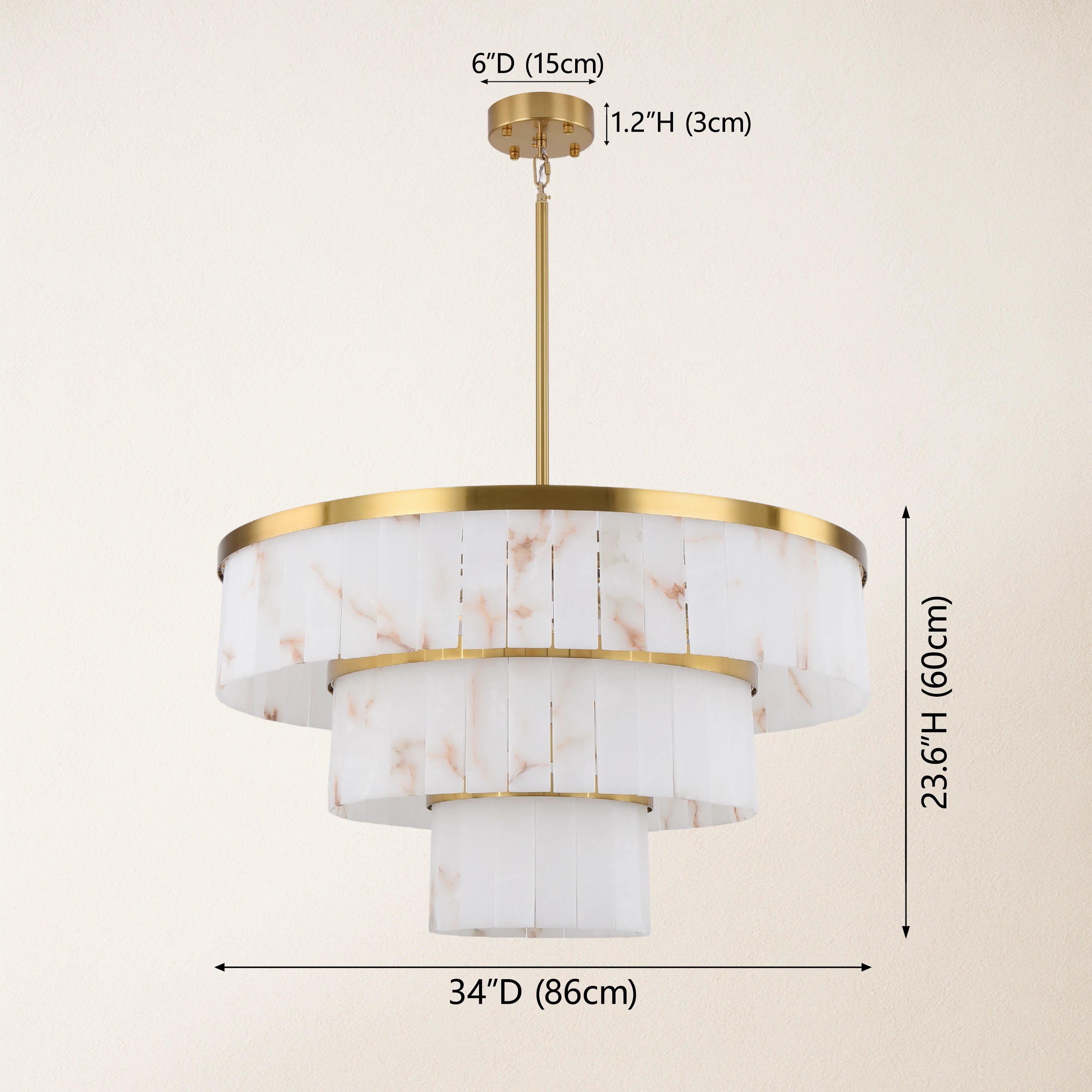 Solmare Alabaster Round Chandelier 34"