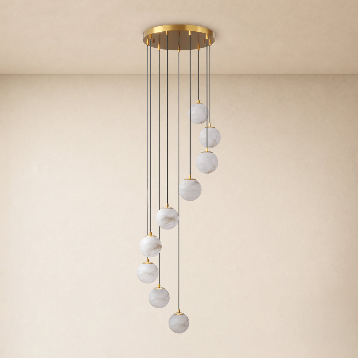Solindra Resin Globe Cascade Chandelier