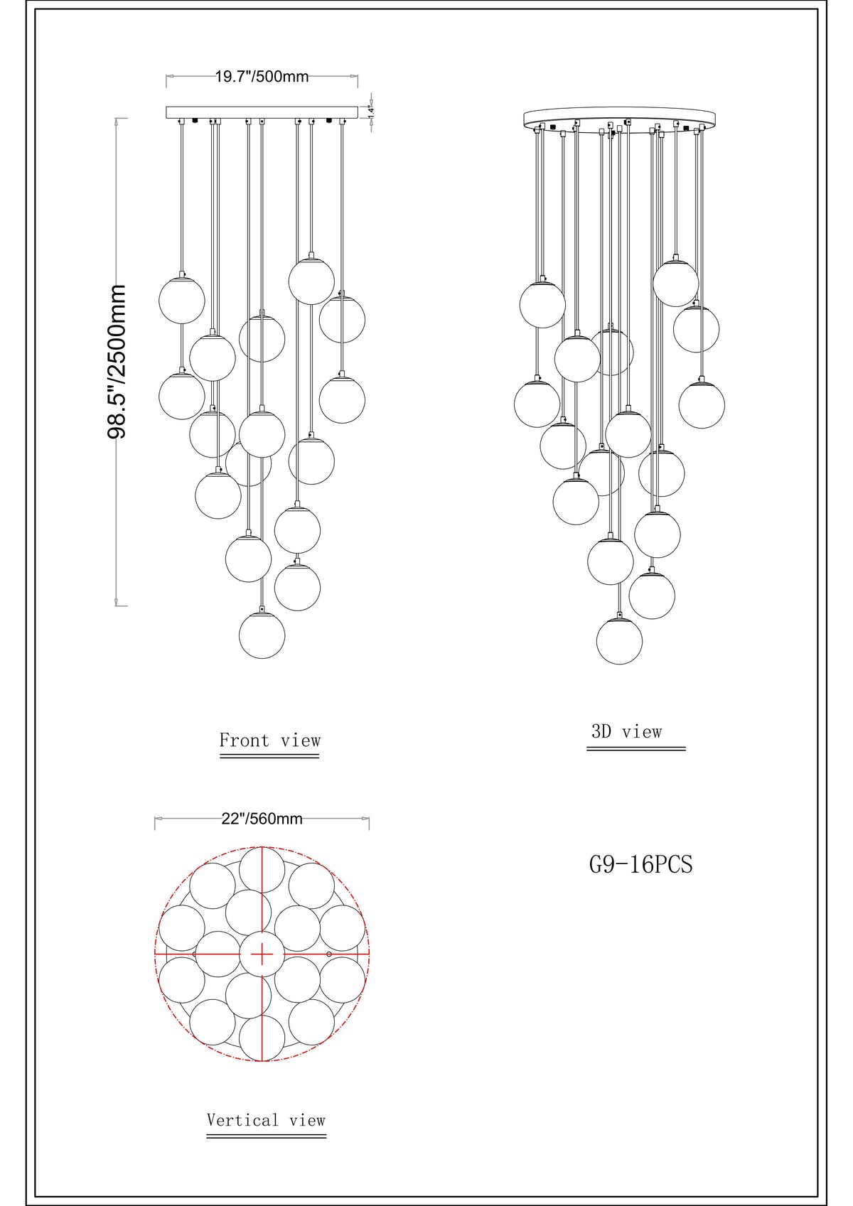 Solindra Resin Globe Cascade Chandelier
