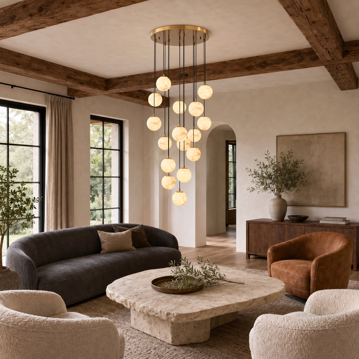 Solindra Resin Globe Cascade Chandelier