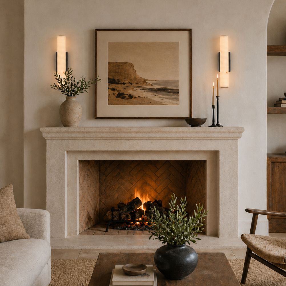 Sylvia Palladian Alabaster Wall Sconce 50cm H