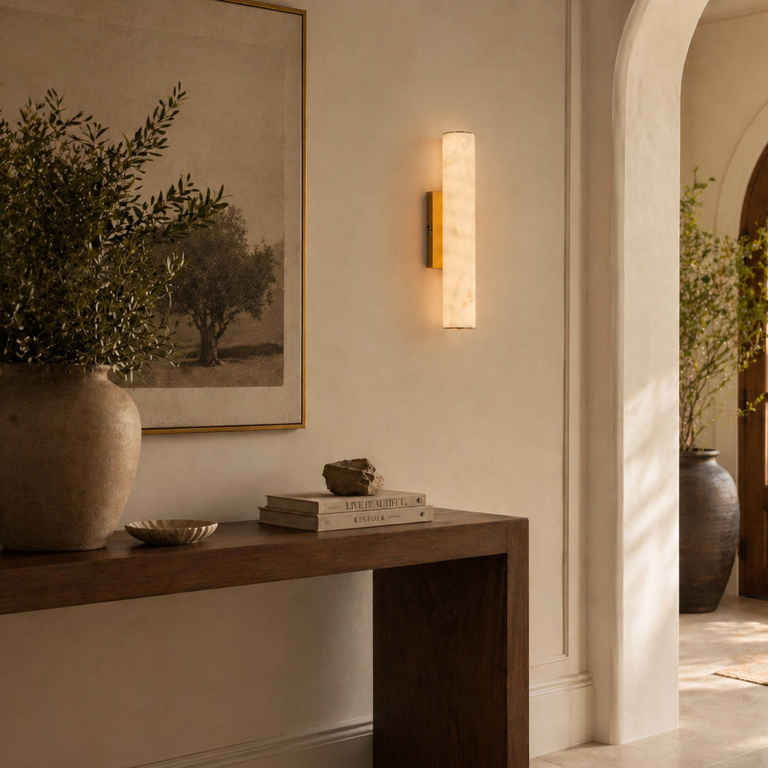 Sylvia Palladian Alabaster Wall Sconce 50cm H