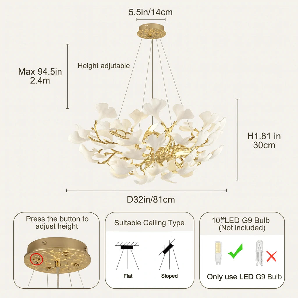 Twilight Branches Ceramic Glow Round Chandelier 81cm D