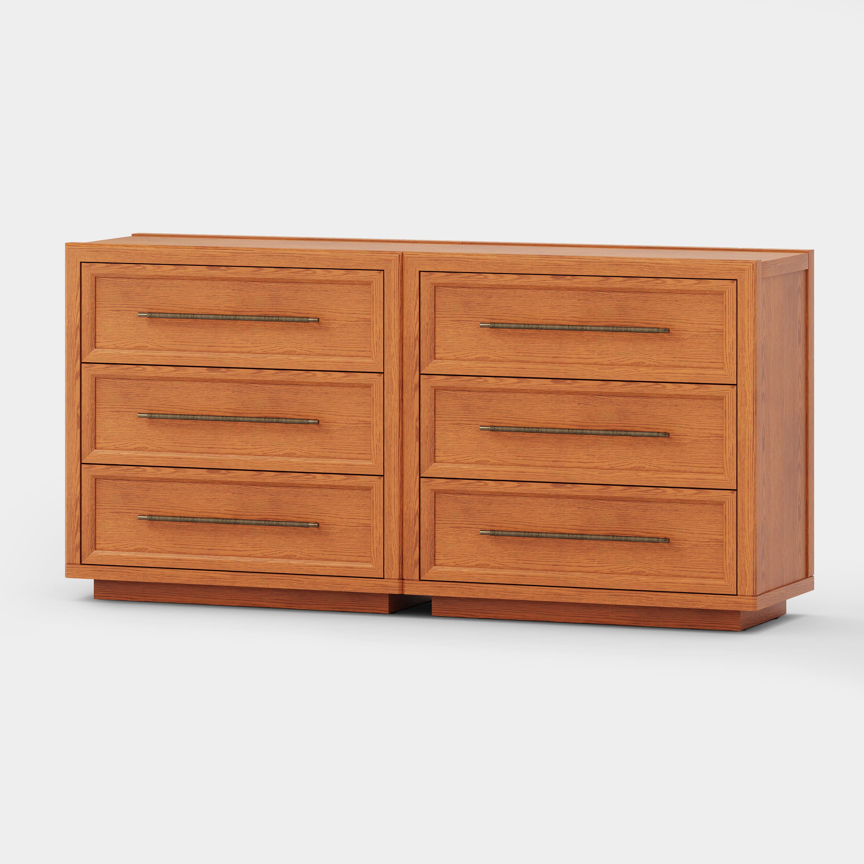 Alvar 61″ Oak 6-Drawer Chest(Set of 2)