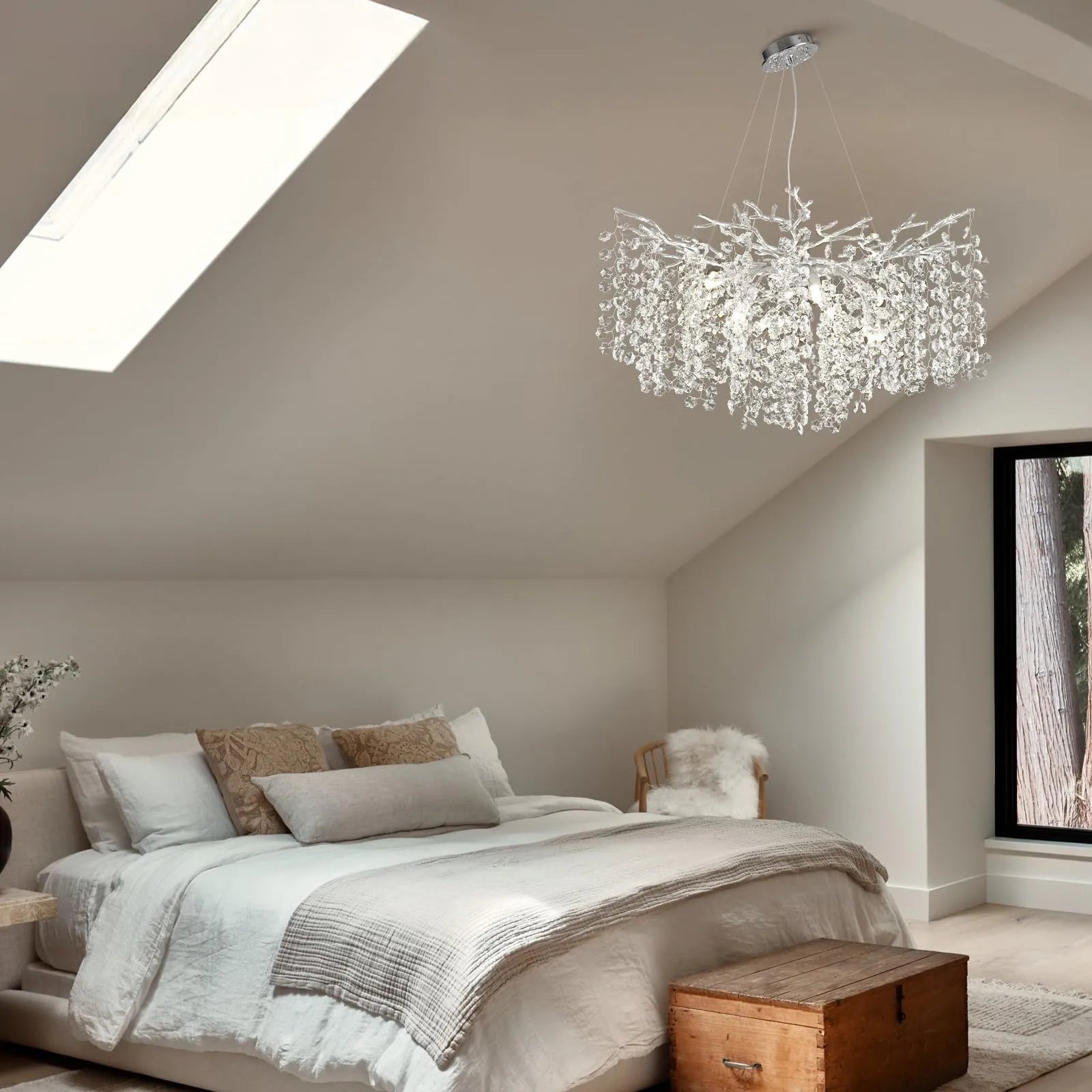 Lustre Branches Crystal Round Chandelier for All Rooms 76cm