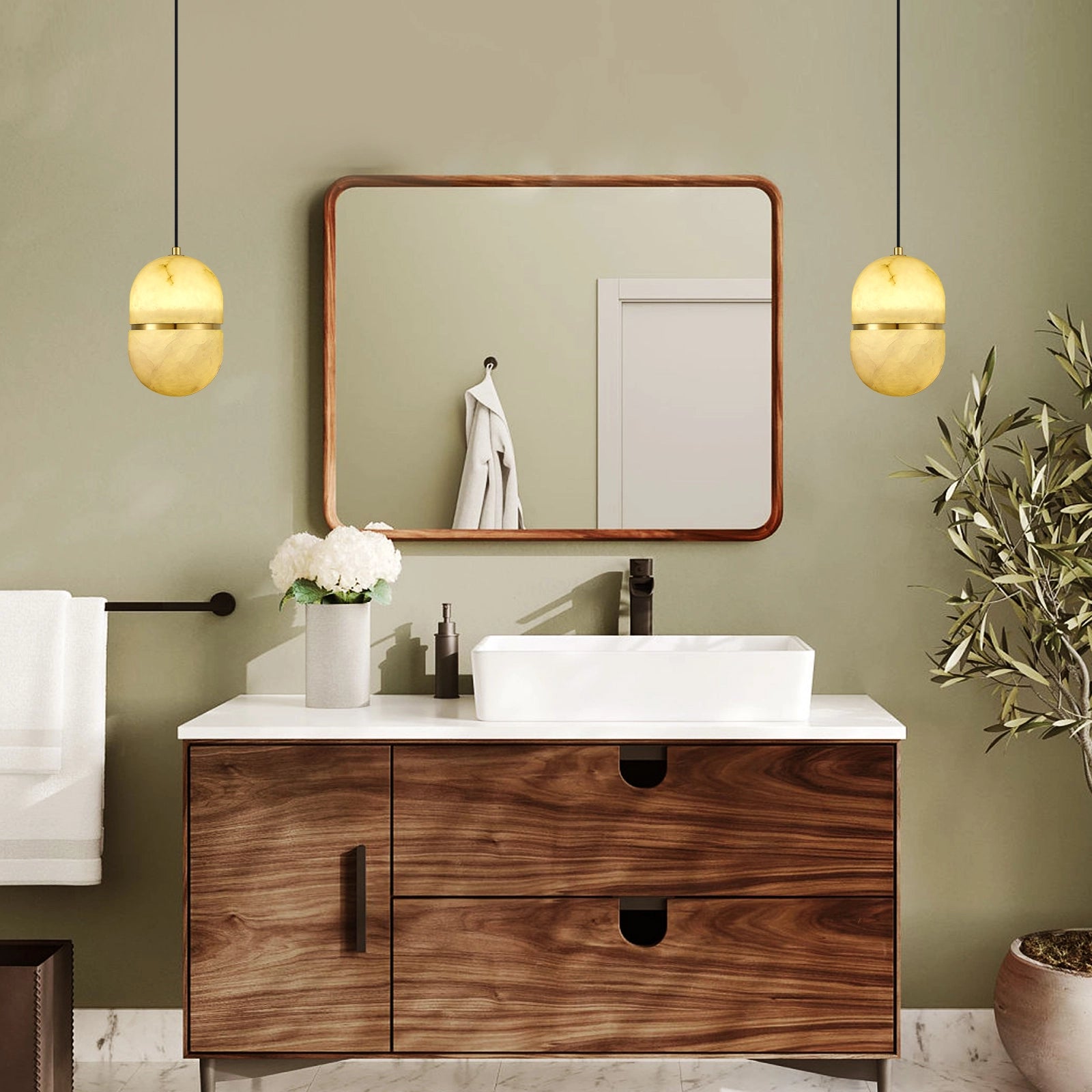 Hecate Alabaster Modern Pendant 14cm