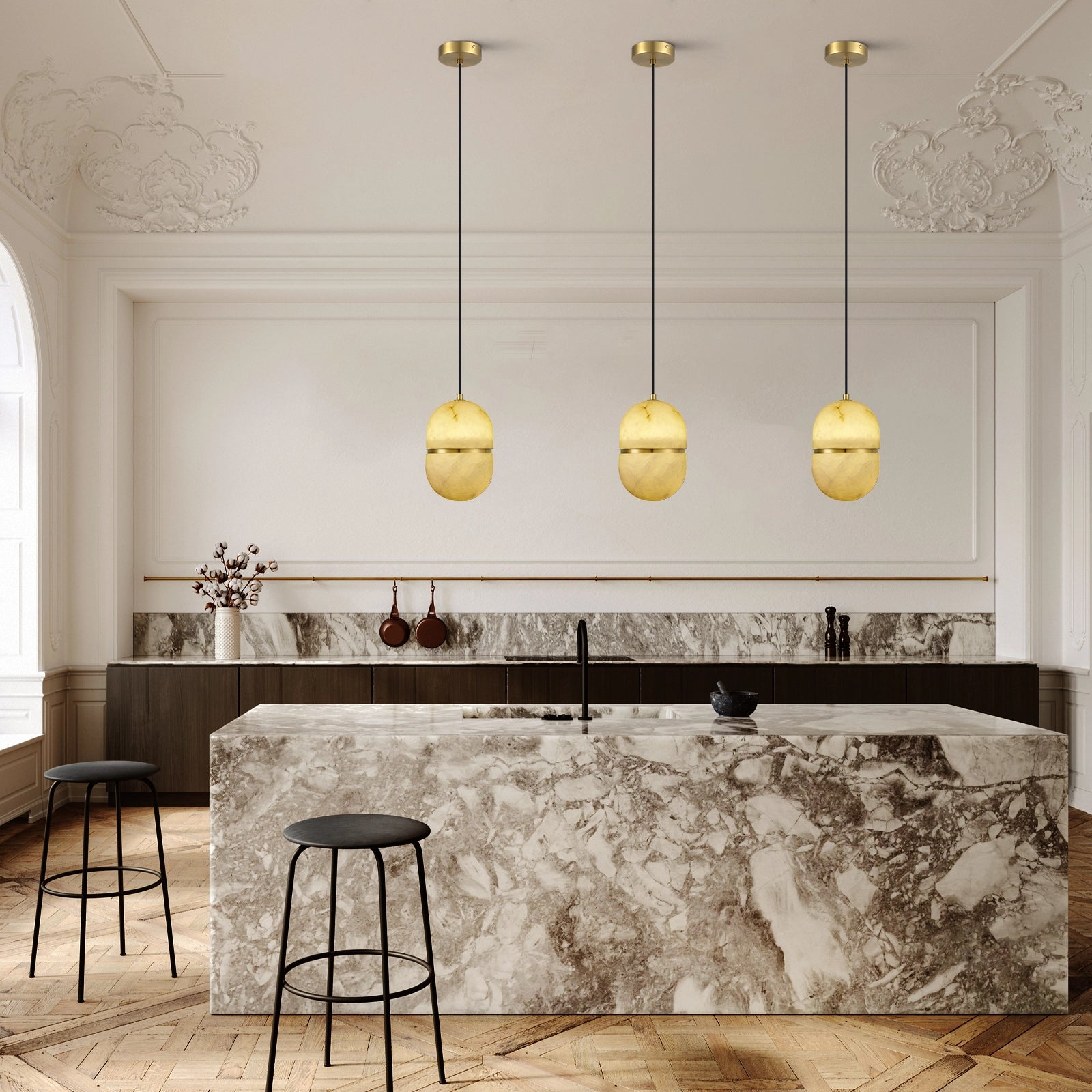 Hecate Alabaster Modern Pendant 14cm