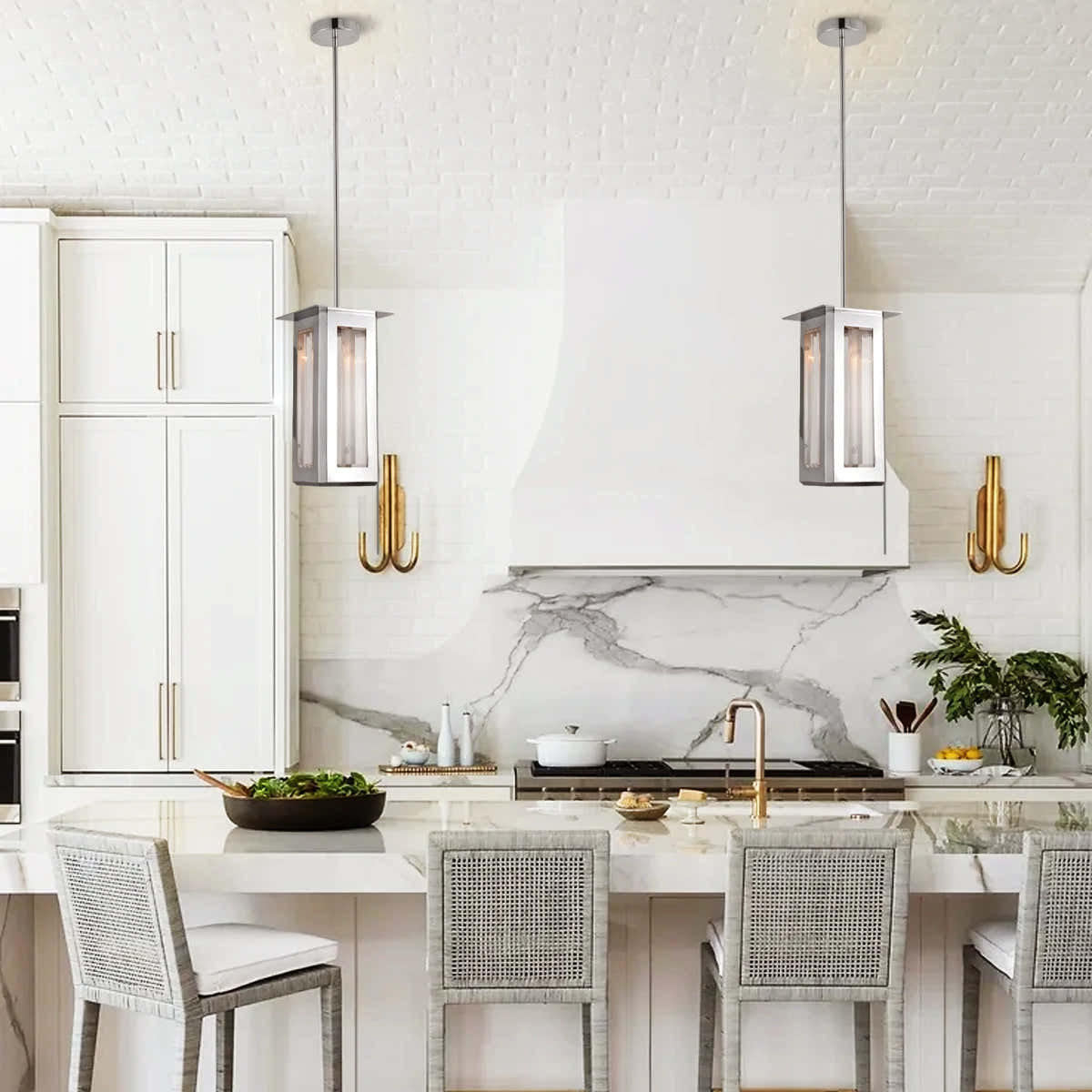 Baluster Rectangle Glass Pendant 18cm W