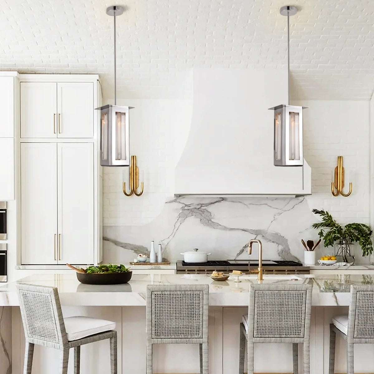 Baluster Rectangle Glass Pendant 18cm W