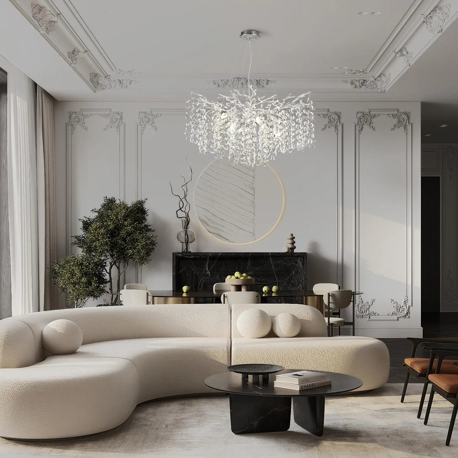 Lustre Branches Crystal Round Chandelier for All Rooms 76cm