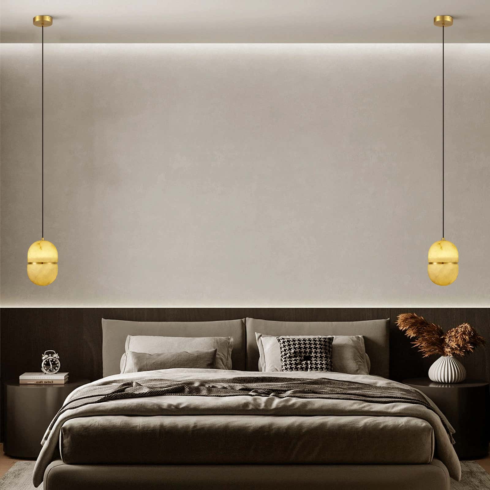 Hecate Alabaster Modern Pendant 14cm