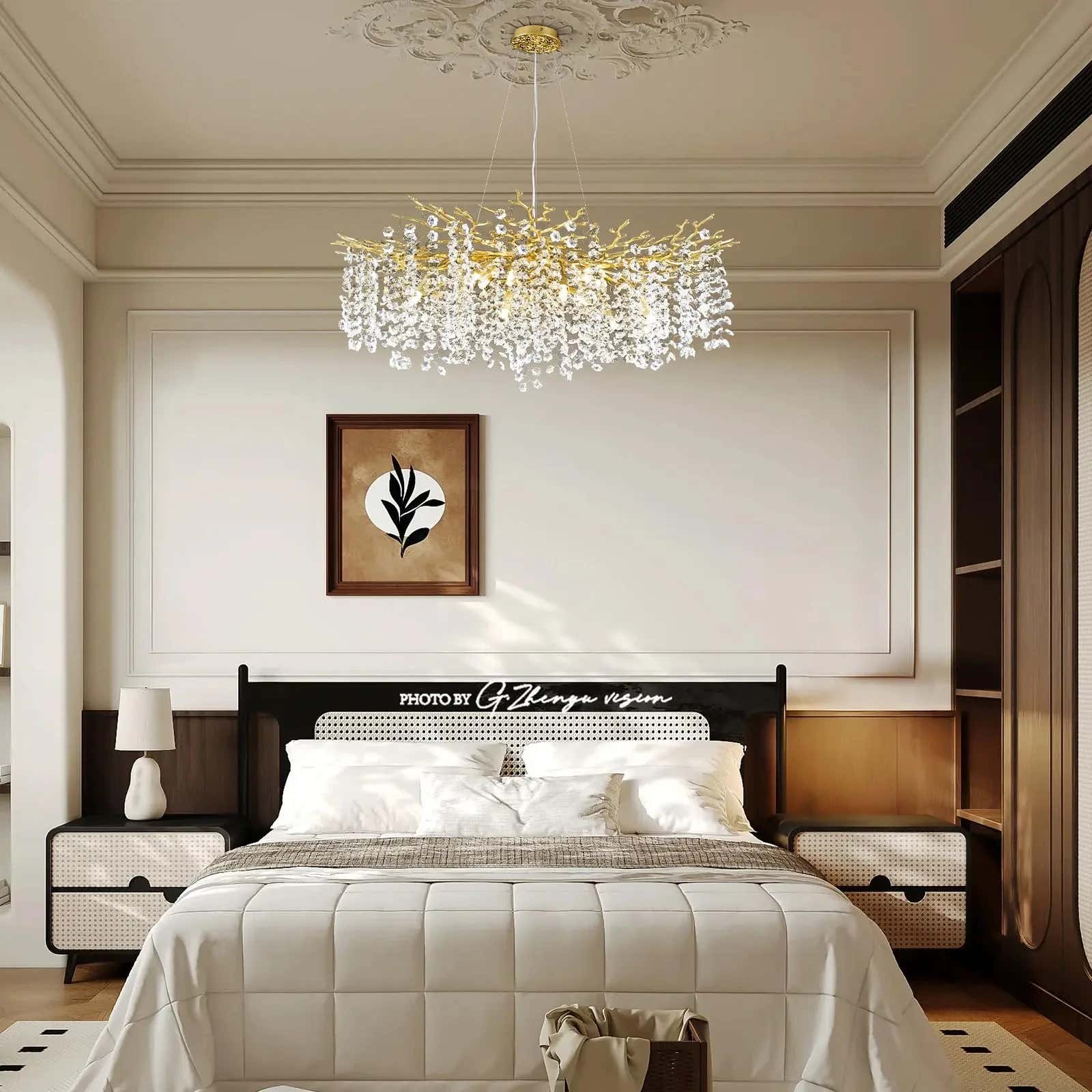 Lustre Branches Crystal Round Chandelier for All Rooms 102cm