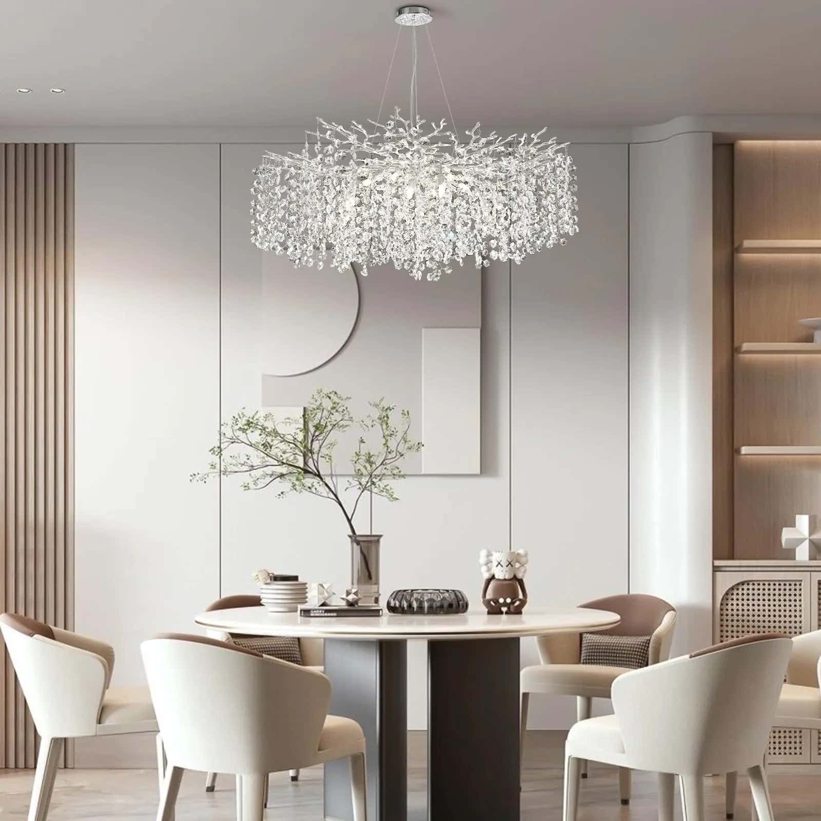 Lustre Branches Crystal Round Chandelier for All Rooms 102cm