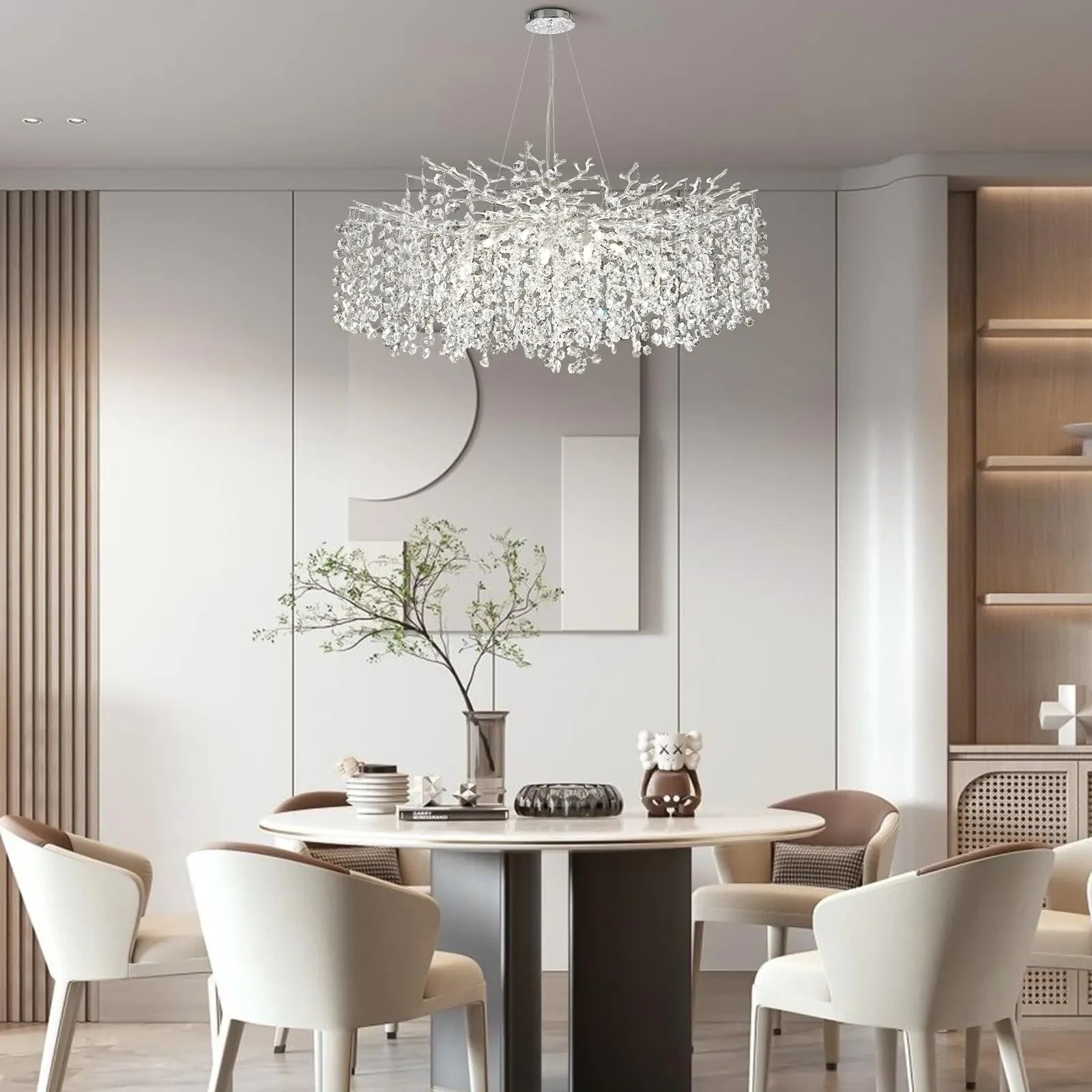 Lustre Branches Crystal Round Chandelier for All Rooms 102cm