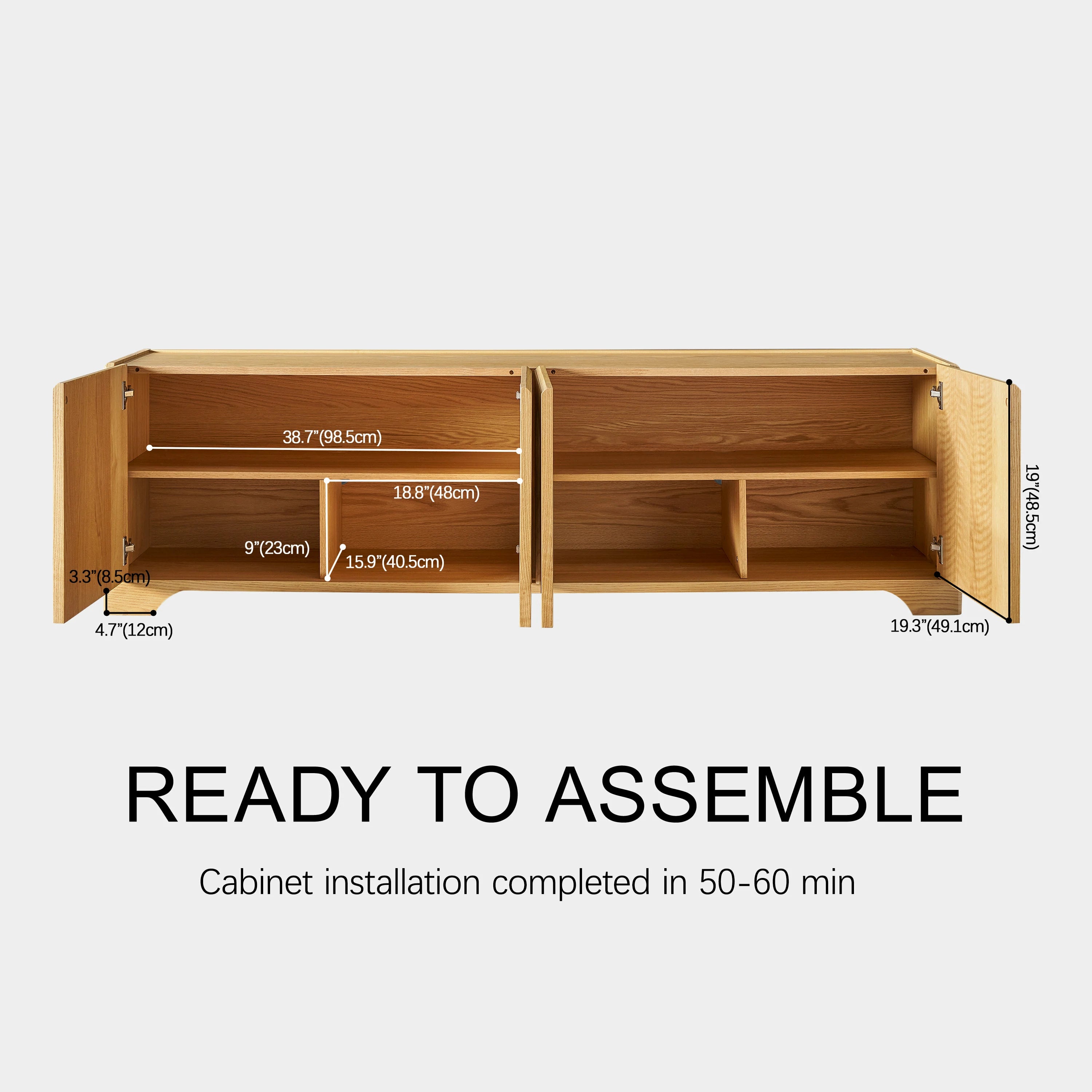Aurora Oak Media Console 80"