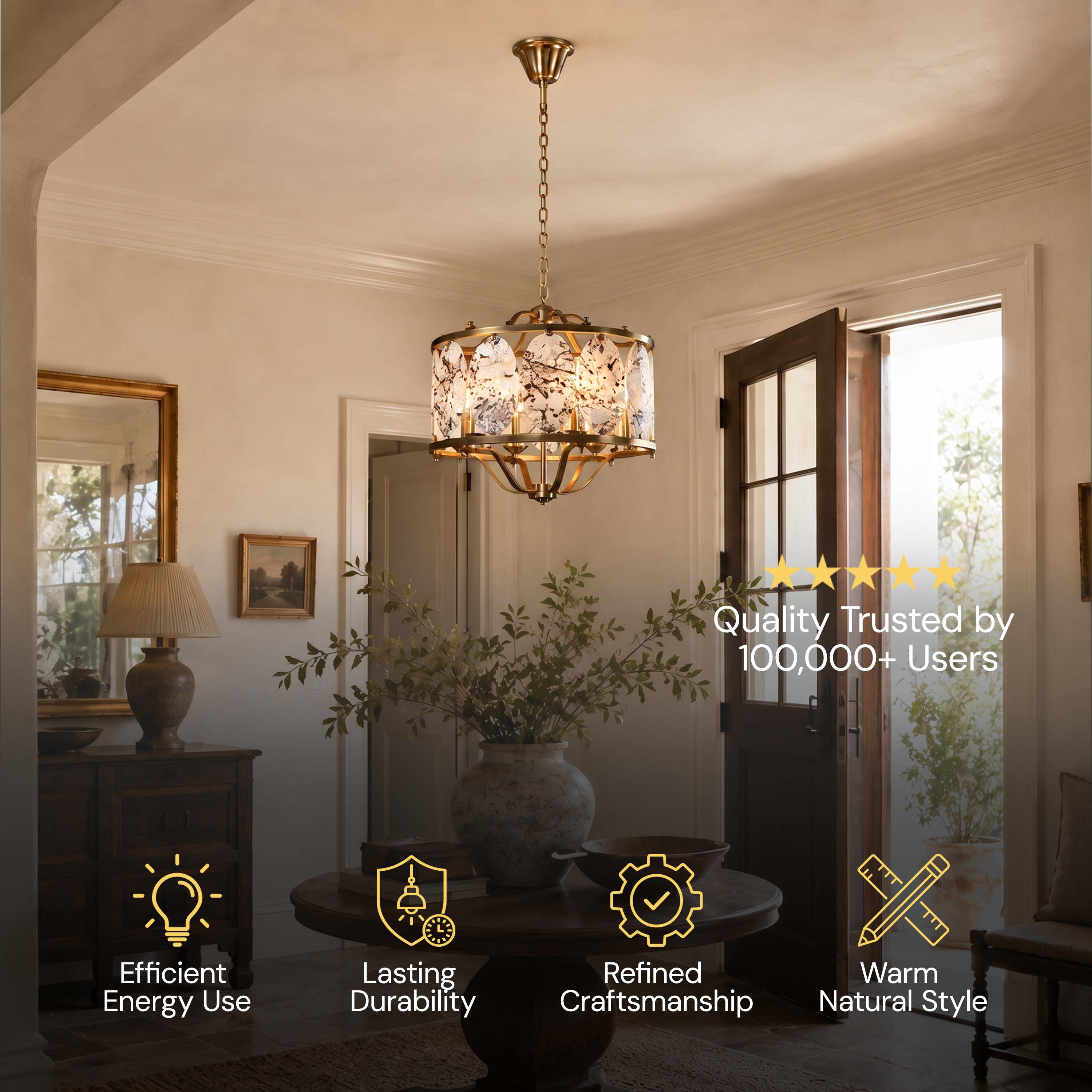 Pietra Quartzite Round Chandelier 25.5"D