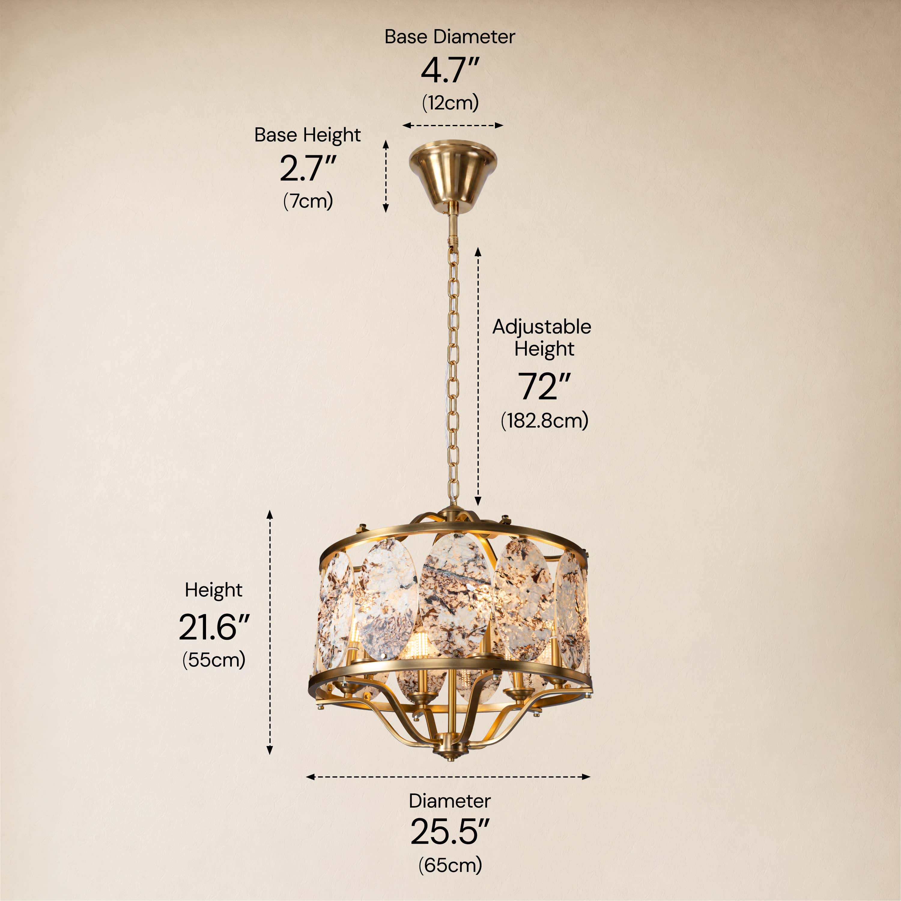 Pietra Quartzite Round Chandelier 25.5"D