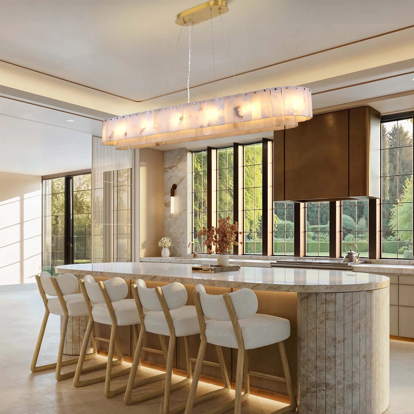 Sawyer Alabaster Oval Chandelier 54"