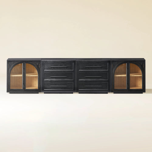 Alvar Arched 128″ Oak Modular Media Console(Set of 4)